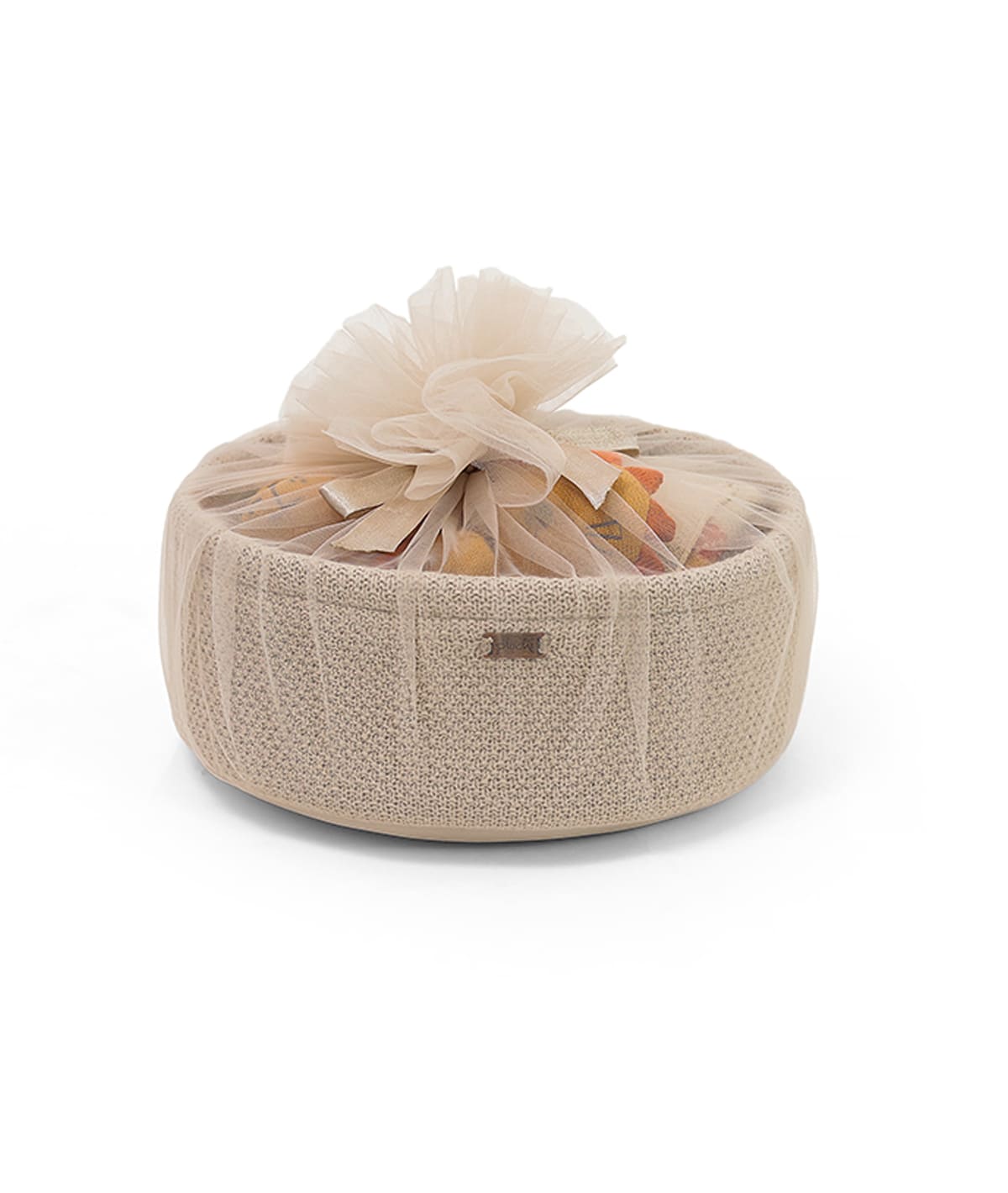 Leo Gift Basket (Set of 4 pcs - Storage Basket, Knitted Baby Blanket, Soft Toy, and Rattle)