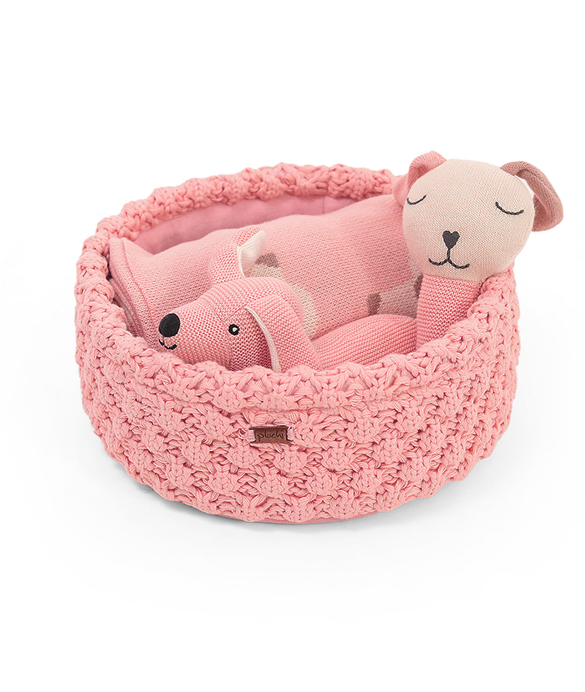 Mutt Gift Basket (Set of 4 pcs - Storage Basket, Knitted Baby Blanket, Soft Toy, and Rattle)