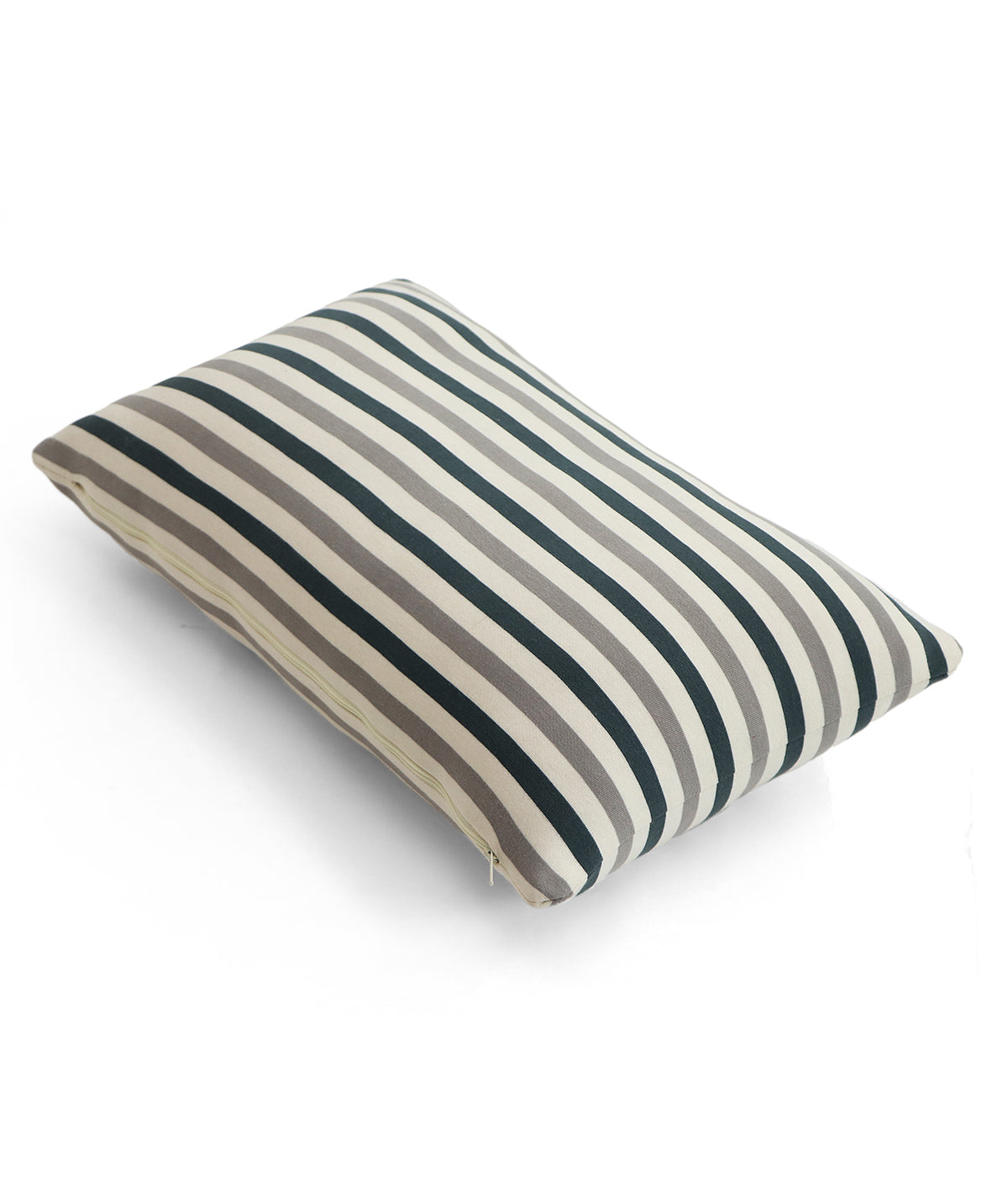 Candy Stripes Cotton Knitted Decorative Champion Blue, Natural & Light Grey Color 12 x 20 Inches Pillow Cover