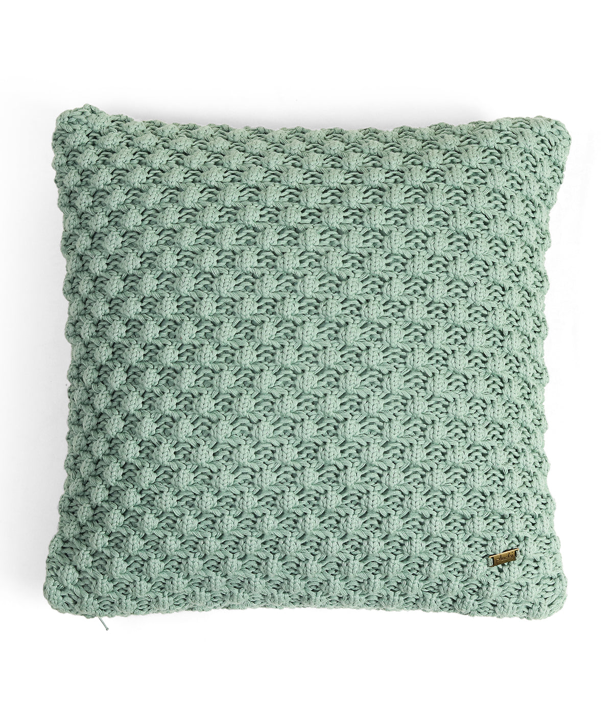 Popcorn Dusty Blue Cotton Knitted Decorative 16 X 16 Inches Cushion Cover