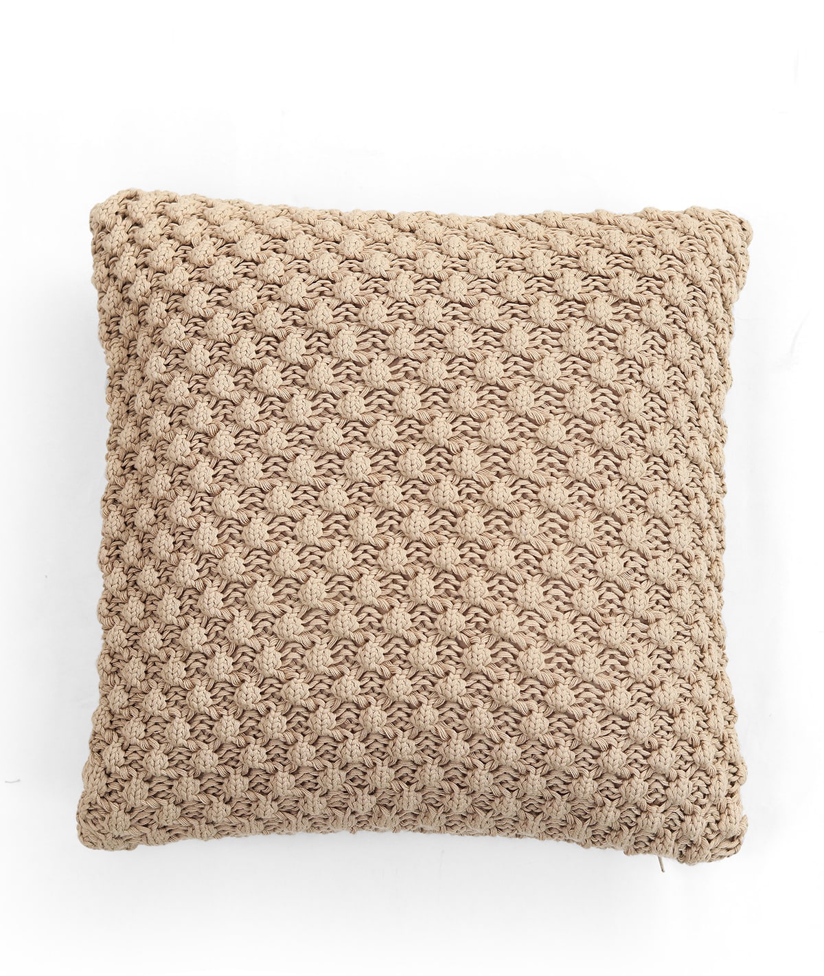 Popcorn Knit Linen Cotton Knitted Decorative 16 X 16 Inches Cushion Cover