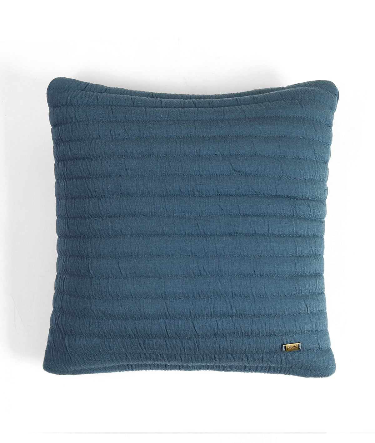Waseme Steel Blue & Cadet Blue Cotton Knitted Quilted Decorative 18 X 18 Inches Cushion Cover
