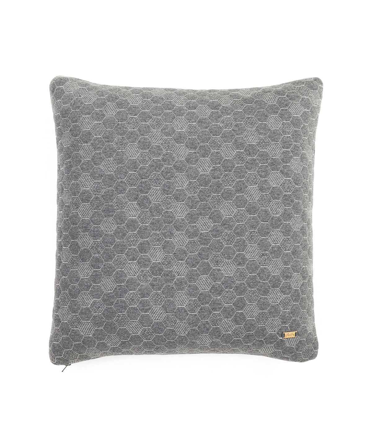 Bubbles Dark Grey Melange Quilted Cotton Knitted Decorative 18 X 18 Inches Cushion Cover