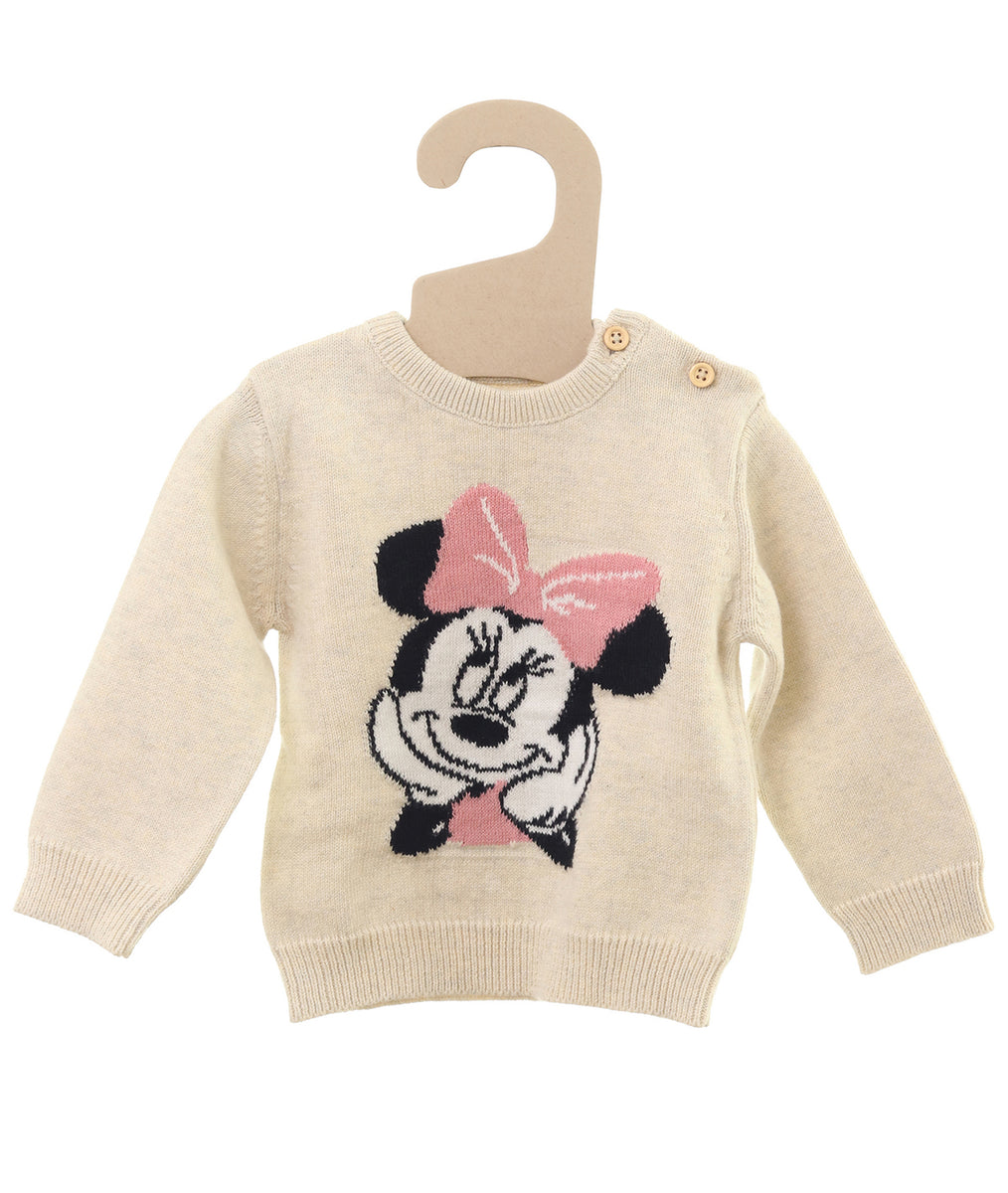 Minnie Mouse Jumper for Newborn Babies in Natural Melange