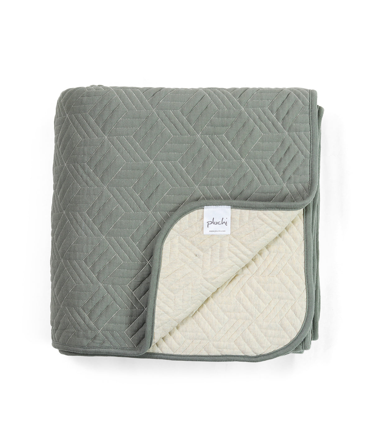3D Cubic Single Bed Quilted Blanket (Ryegrass & Natural Melange)(152cm x 228cm)