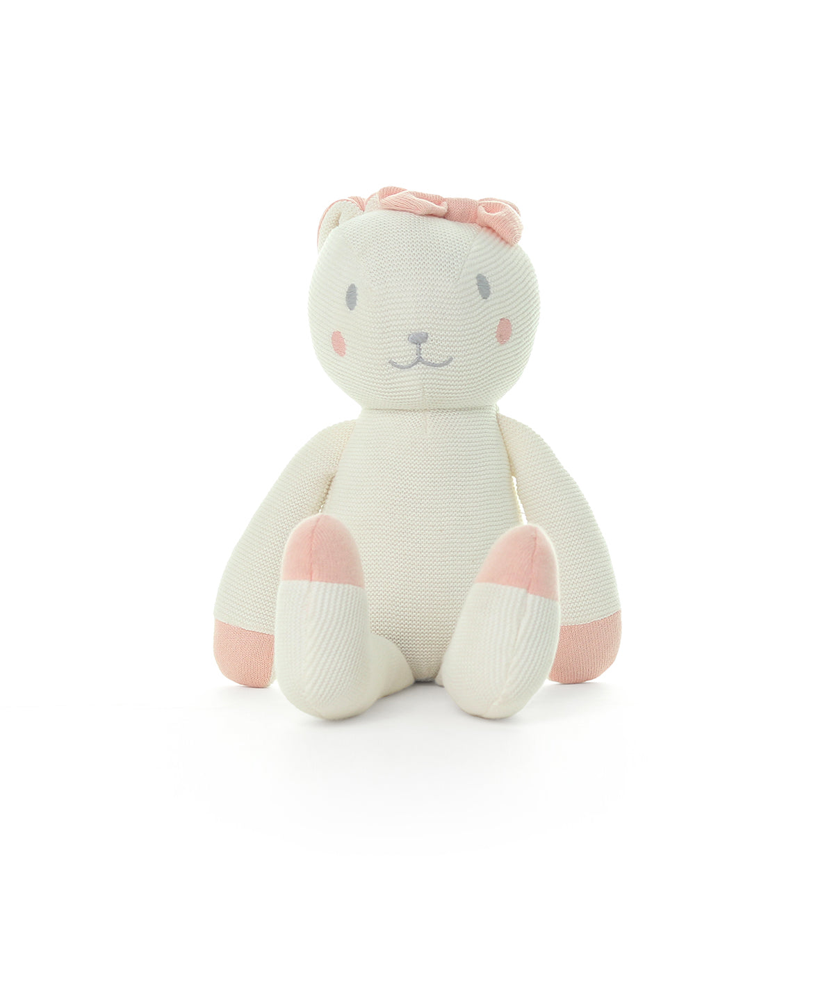 Berry Bunny Cotton Knitted Stuffed Soft Toy (Ivory & Baby Pink)