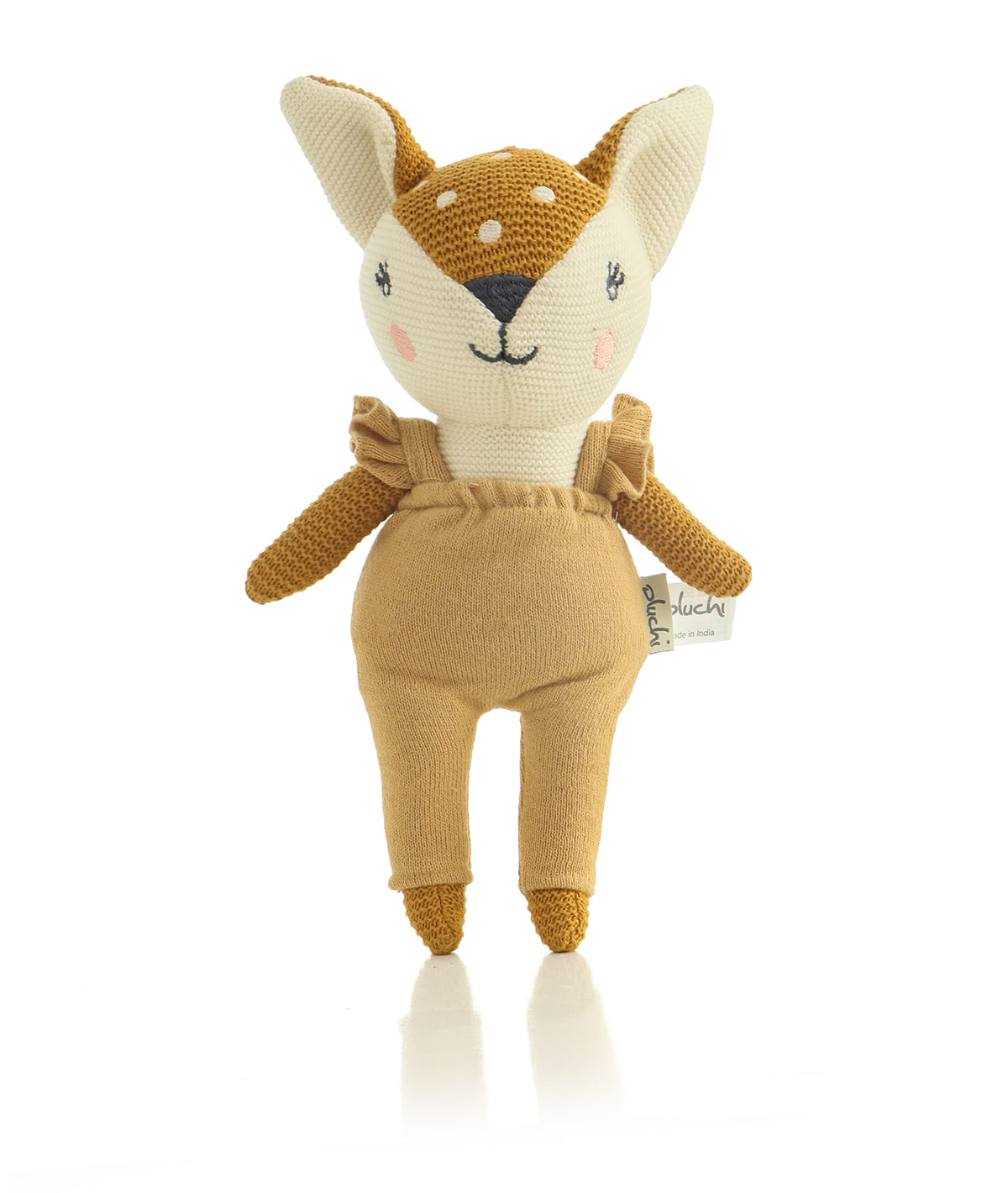 Classy Fox- Cotton Knitted Stuffed Soft Toy (Mustard & Ivory