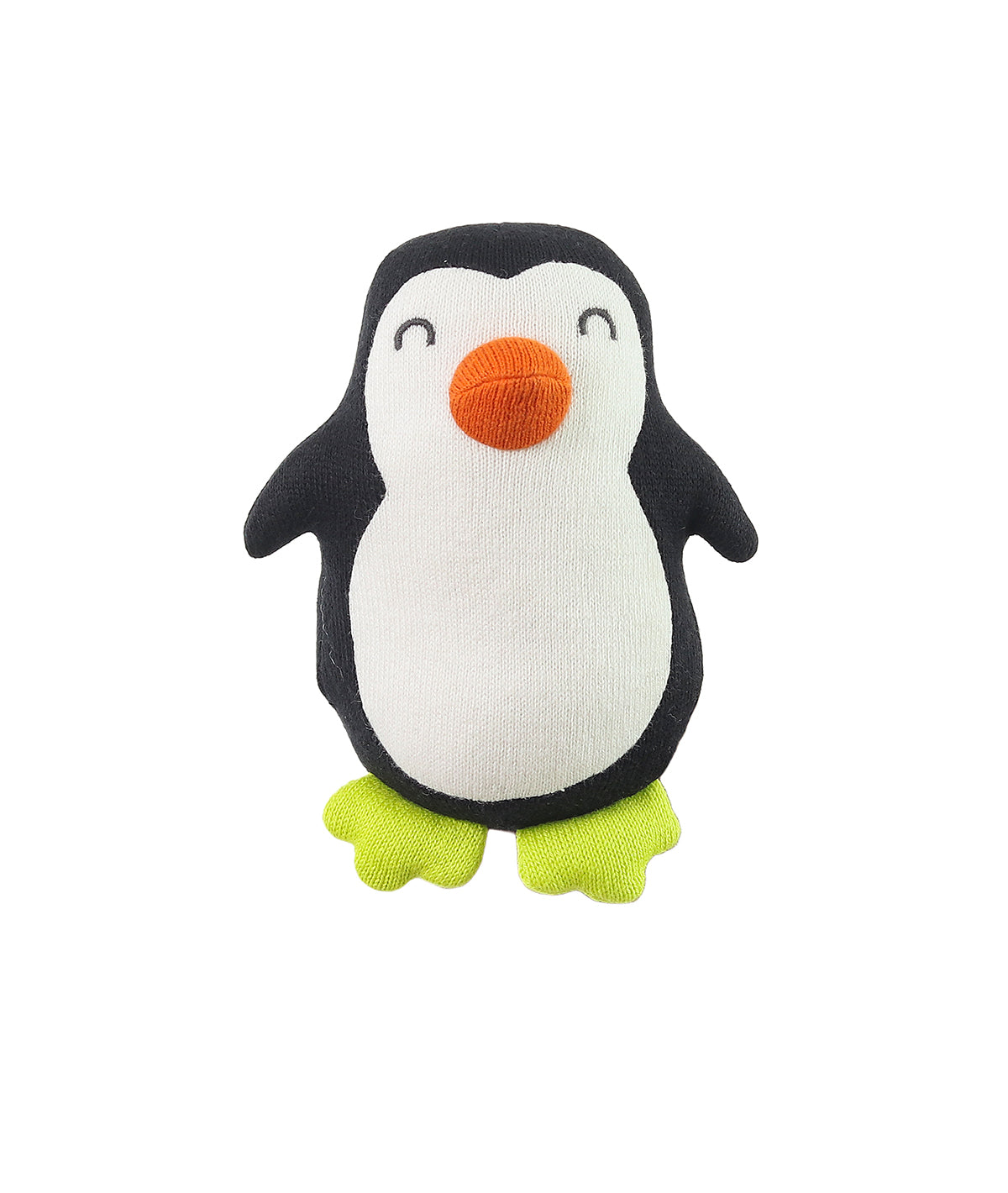 Snowy Penguin Cotton Knitted Stuffed Soft Toy (Black, Ivory & Neon)