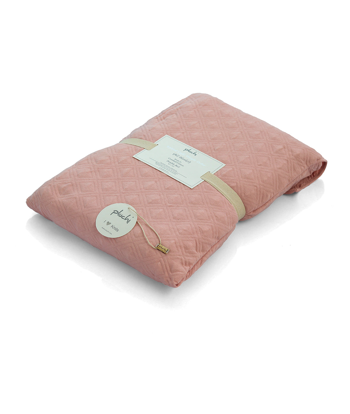 Botanic Mist Cotton Knitted Double Bed Dohar / Quilt  (Pink Pearl)