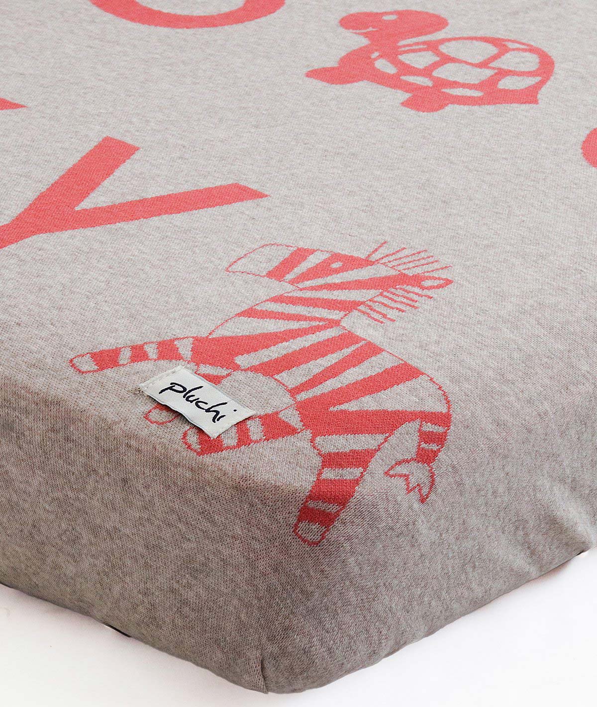 Alphabet Vanilla Grey Cotton Knitted Cot Sheet & Pillow Set for Babies
