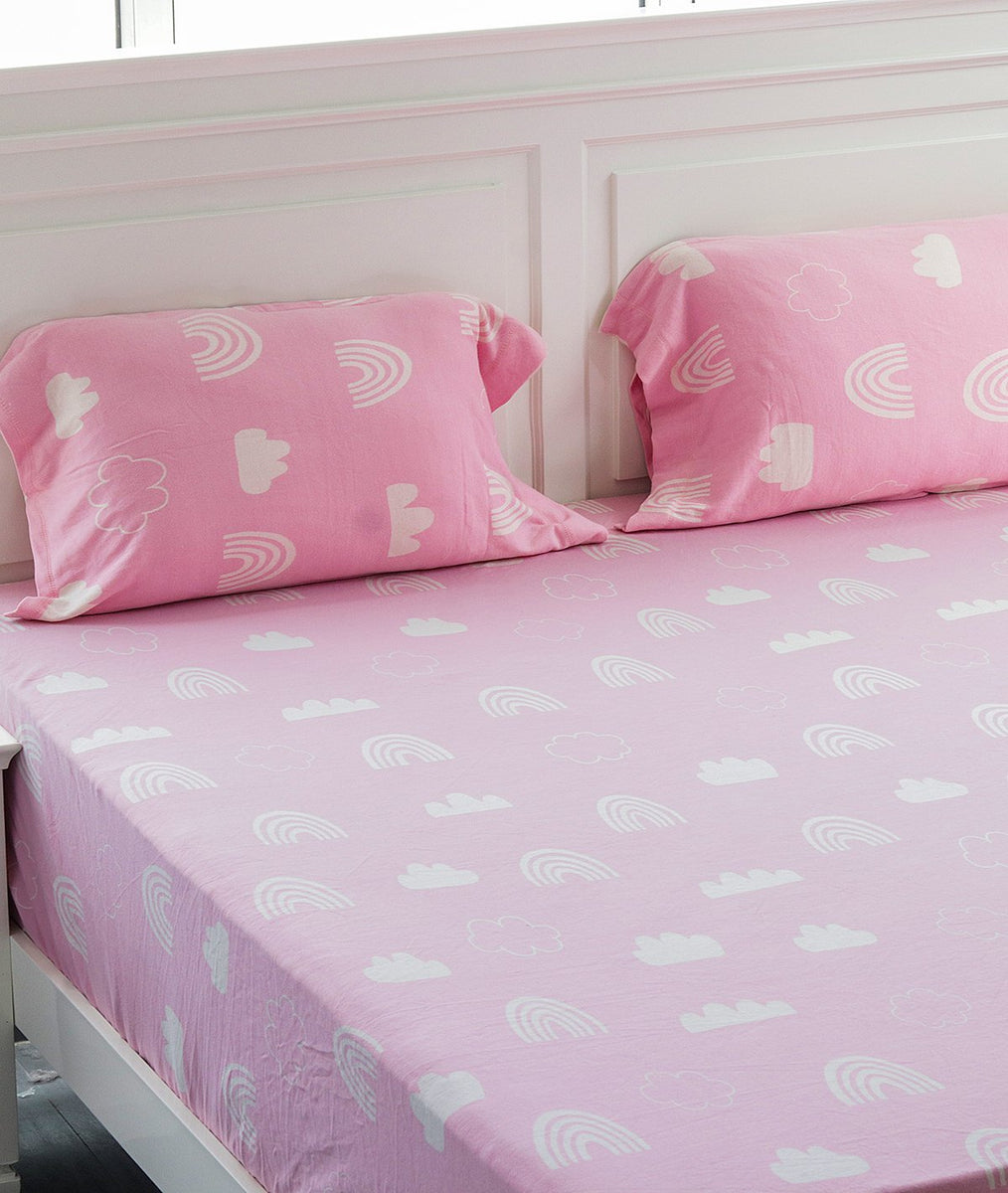 Pink King Size Cotton Plain Bedsheet, For Home at Rs 1060/set in Gurugram