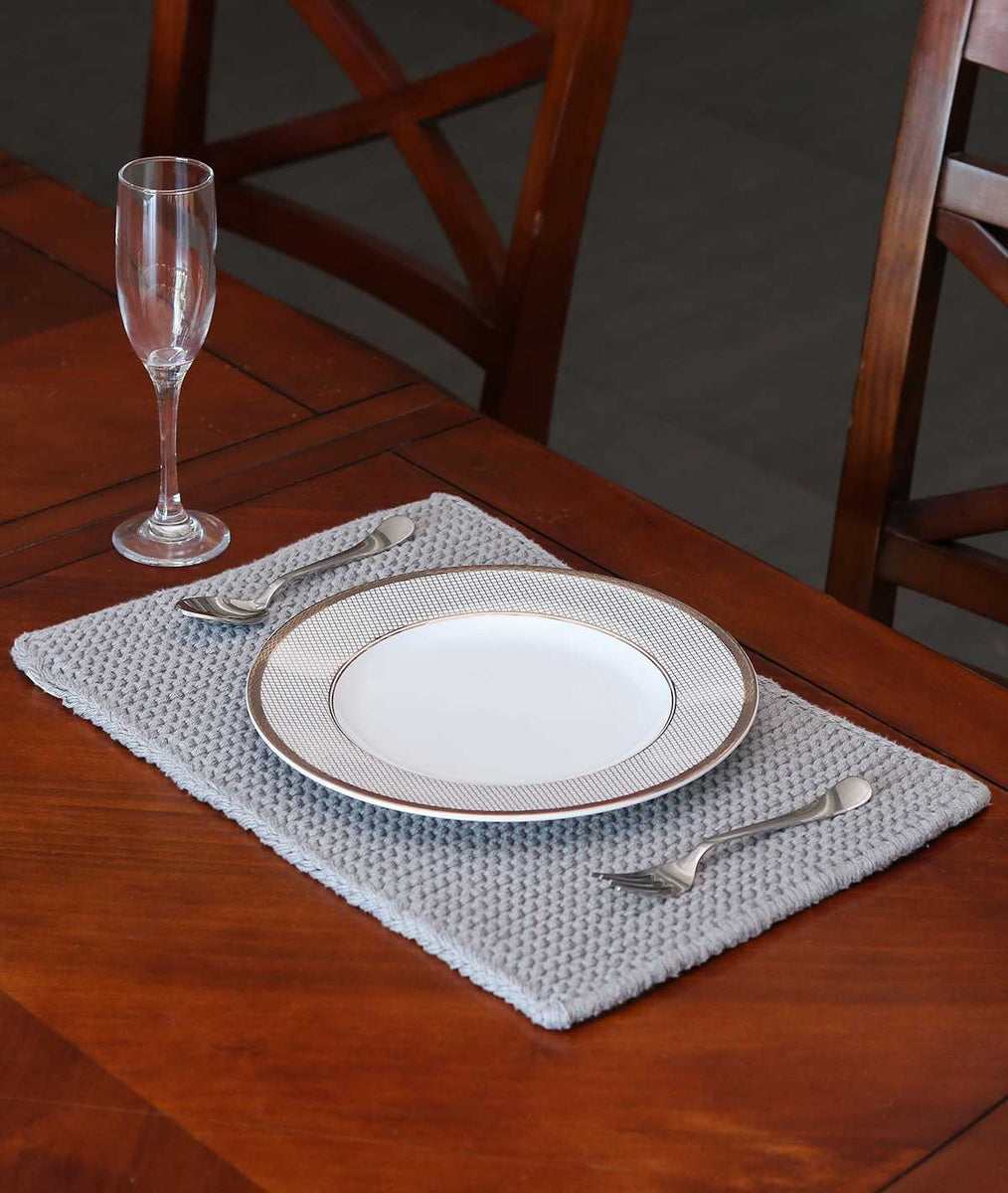 Buy Airwill, Cotton Plain Pattern Dining Table Placemats, 33x48cms (Grey) -  Pack of 4 pcs Online at Low Prices in India 