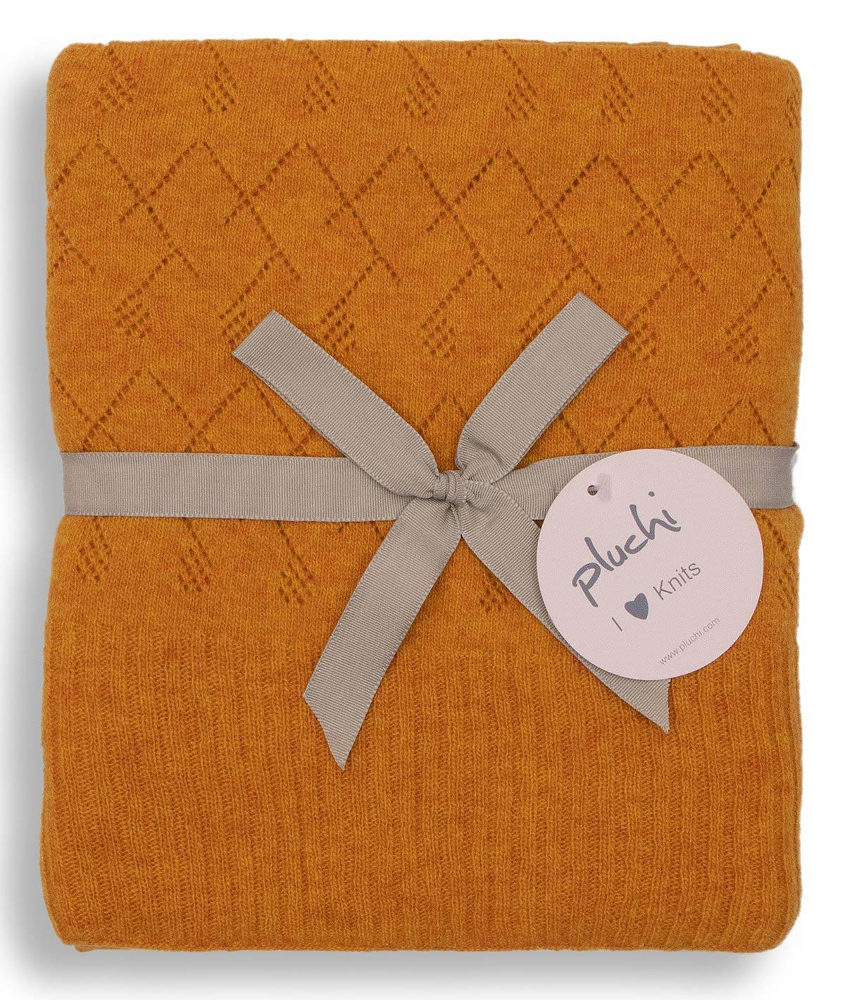 Colette - Light Orange Lambswool & Nylon Knitted Shawl Wrap