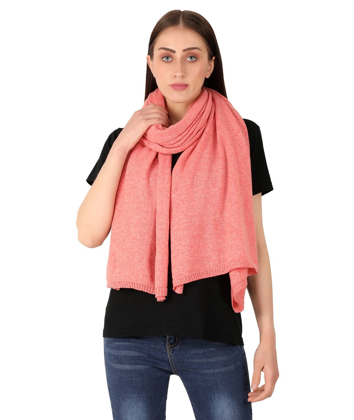 Elora - Lady Pink Lambswool & Nylon Knitted Shawl Wrap