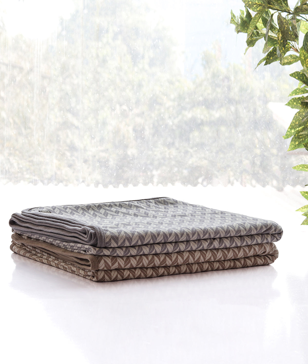 Eleanor Cotton Knitted Single Bed Ac Blanket / Dohar For Round The Year Use (Set of 2 Pcs) (Stone & Natural)
