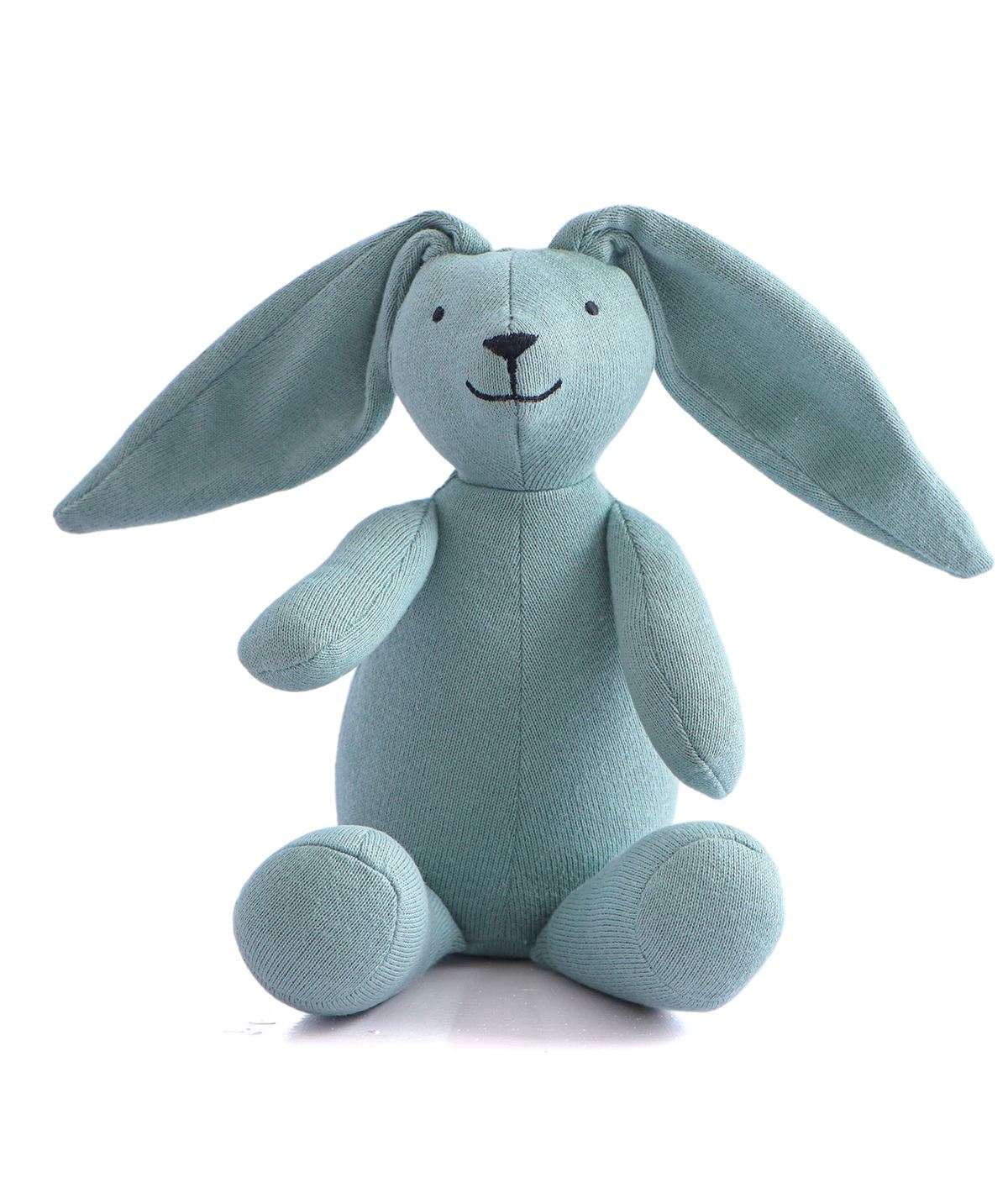 Rabbit Dull Blue 100% Cotton Knitted Stuffed Soft Toys for Babies Kids