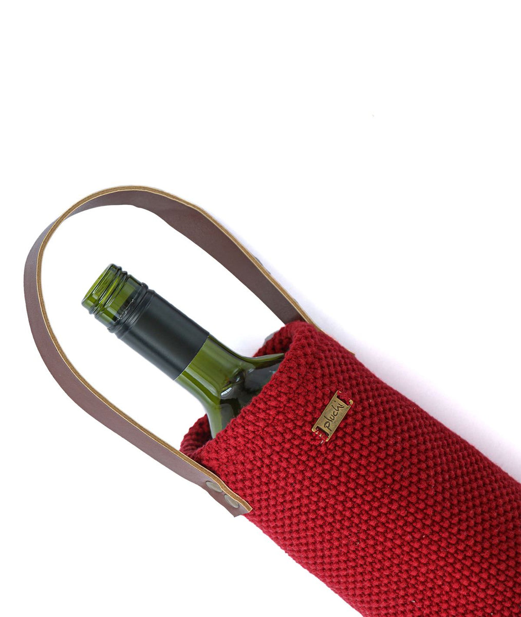 Magnum Cotton Knitted Wine Bottle Cover (Dark Red) Pluchi Online