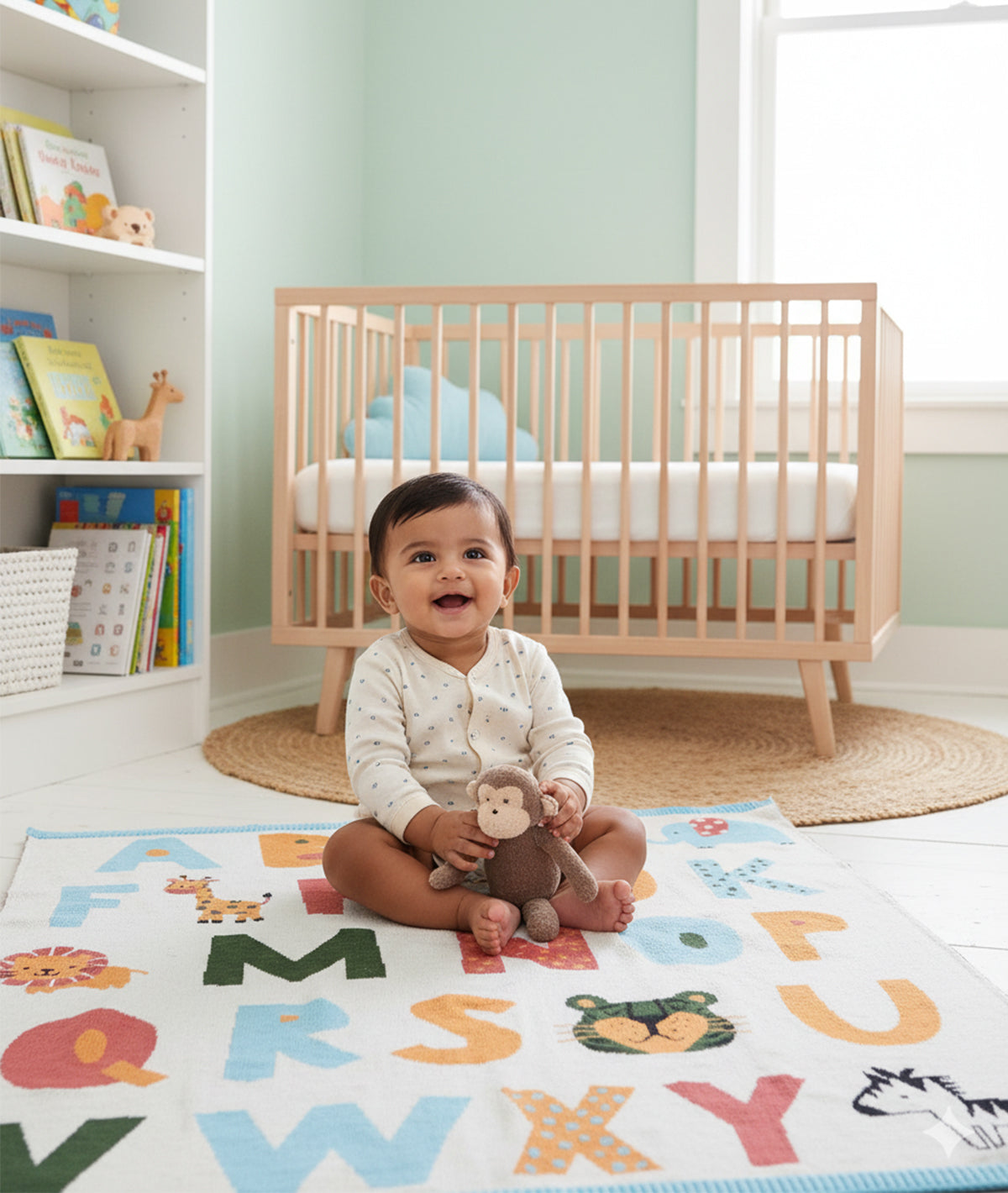 Alphabets Fun Baby Blanket, with Rib Border For Baby / Infant / New Born For Use In All Seasons