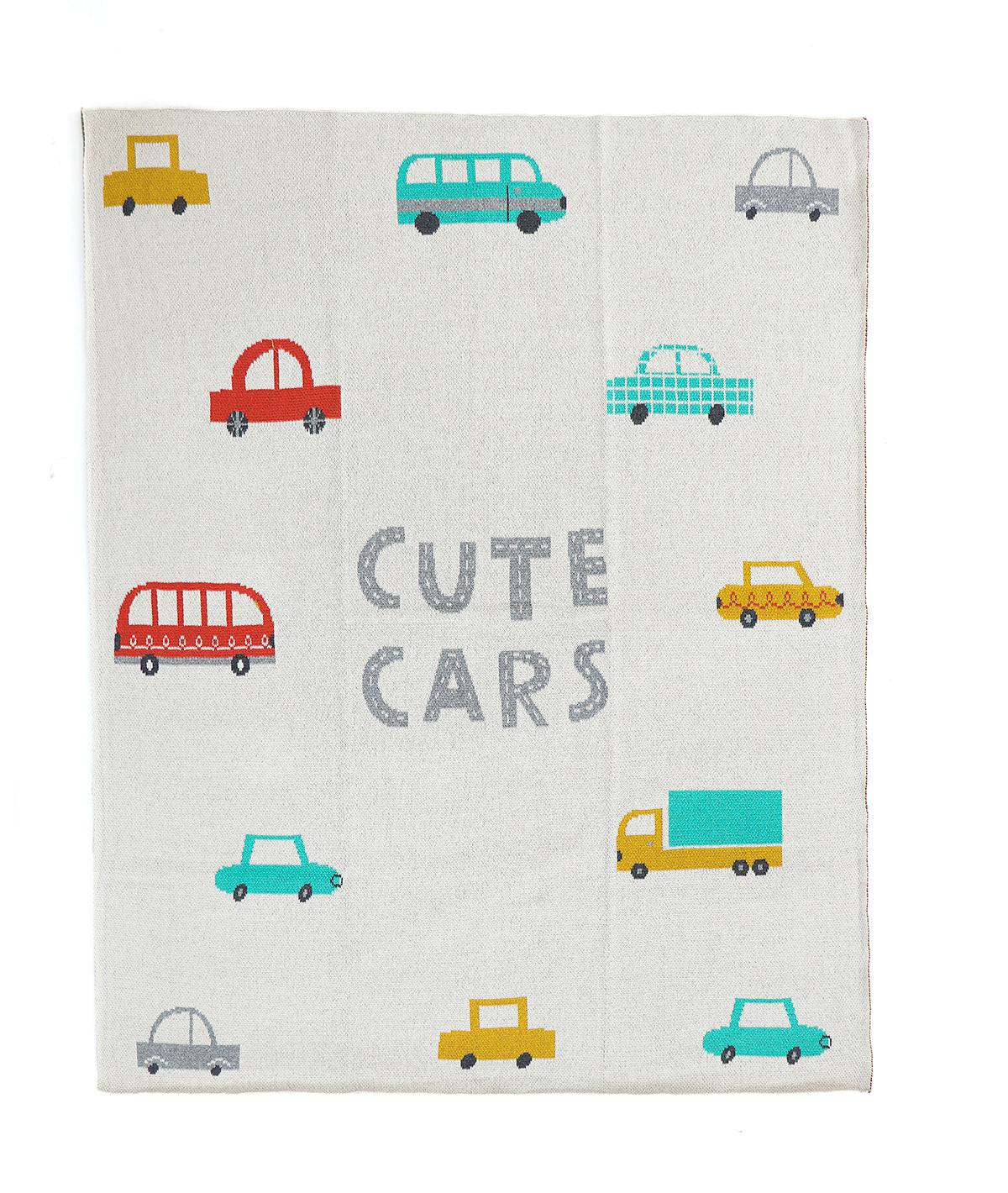 Cute Police Car Cotton Knitted Stuffed Soft Toy with Blanket Combo Set (2 pcs)