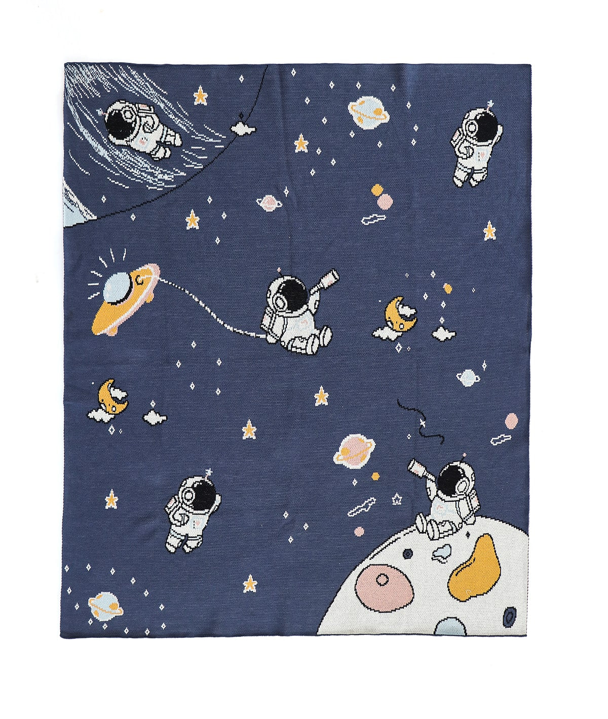 My Celestial Space- Tea Grey & Multi Color Cotton Knitted Ac Blanket For Baby / Infant / New Born For Use In All Seasons