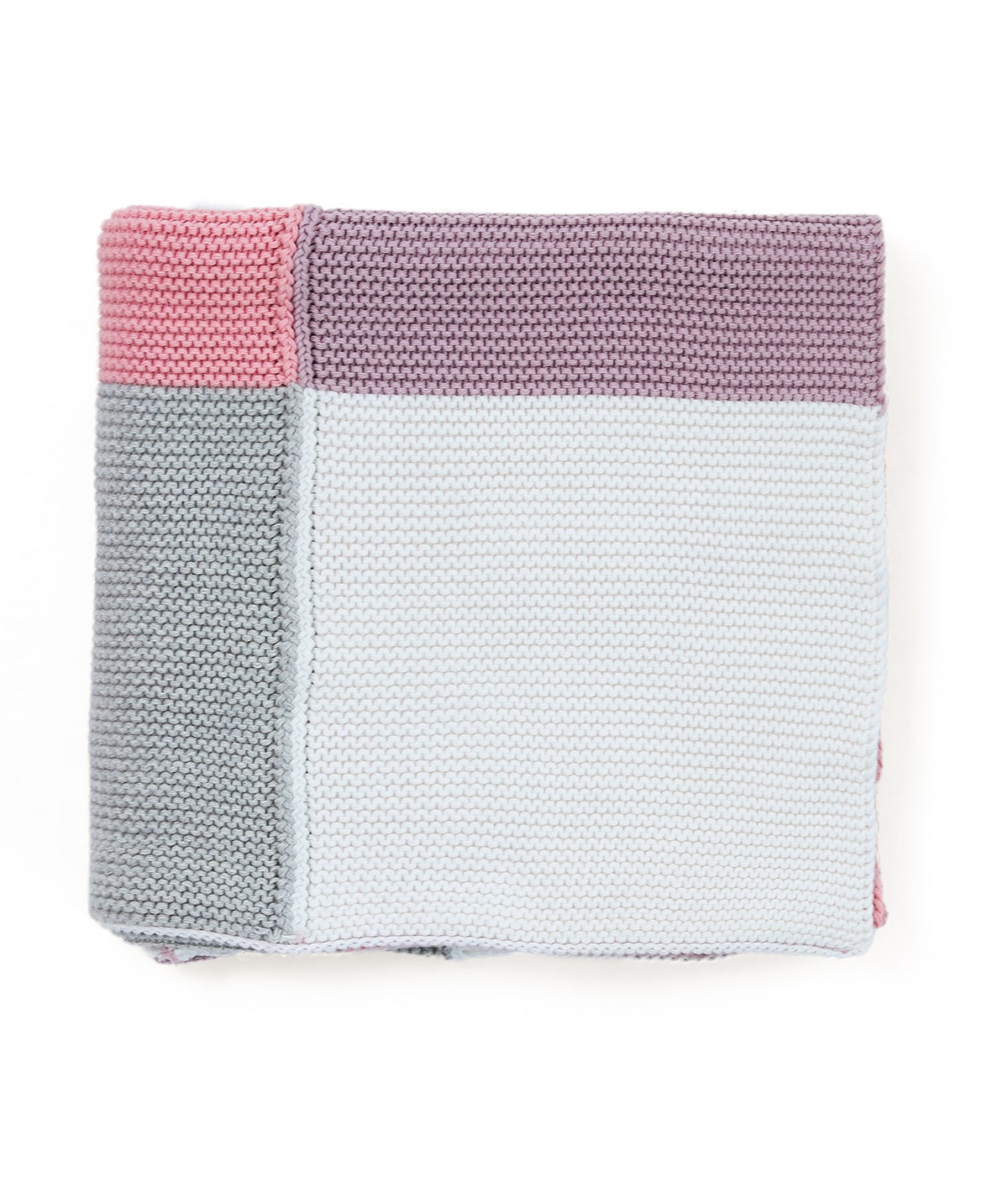 Transfer Knit Color Blocks with Stripes- Bubblegum Pink Color Cotton Knitted Ac Blanket For Baby / Infant / New Born For Use In All Seasons
