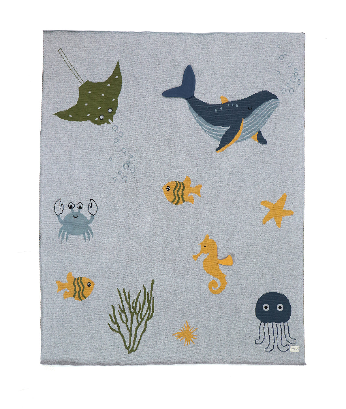 Dolphin in the Sea Cotton Knitted Stuffed Soft Toy with Blanket Combo Set (2 pcs)