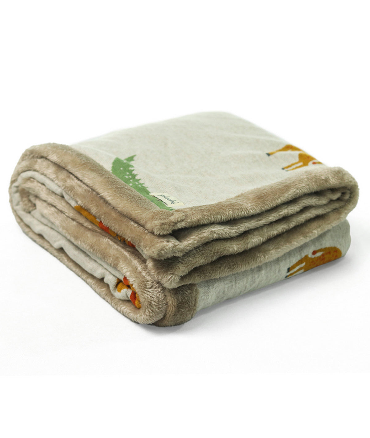 Wild Safari Natural & Multi Color Knitted Blanket with Faux Fur Back for Babies