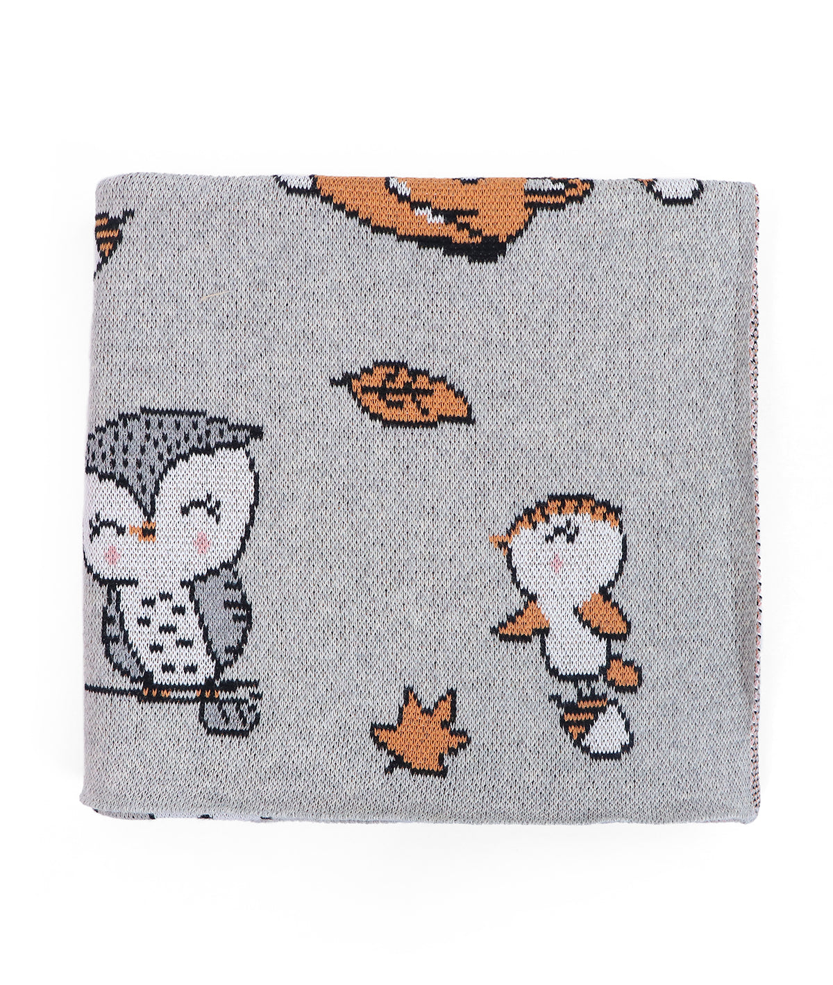 Forest Love Soft Grey Melange Cotton Knitted Ac Blanket For Baby / Infant / New Born For Use In All Seasons