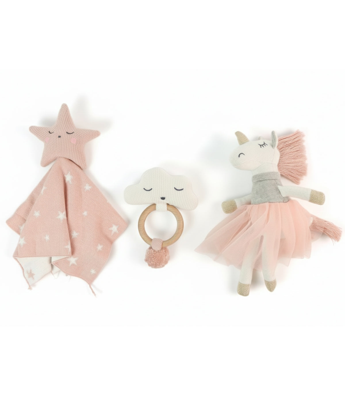 Celestia Play & Pamper Gift Bundle - (Set of 3 - Soft Toy, Cuddle Cloth & Ring Rattle)