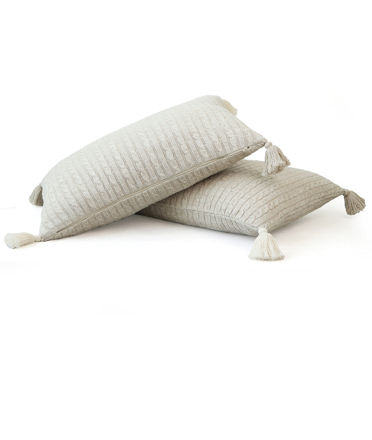Everest Beige Melange & Natural 100% Cotton Knitted With Polyester Filled King Size Bed Cover With 2 Pillow Covers (Set of 3 Pcs)