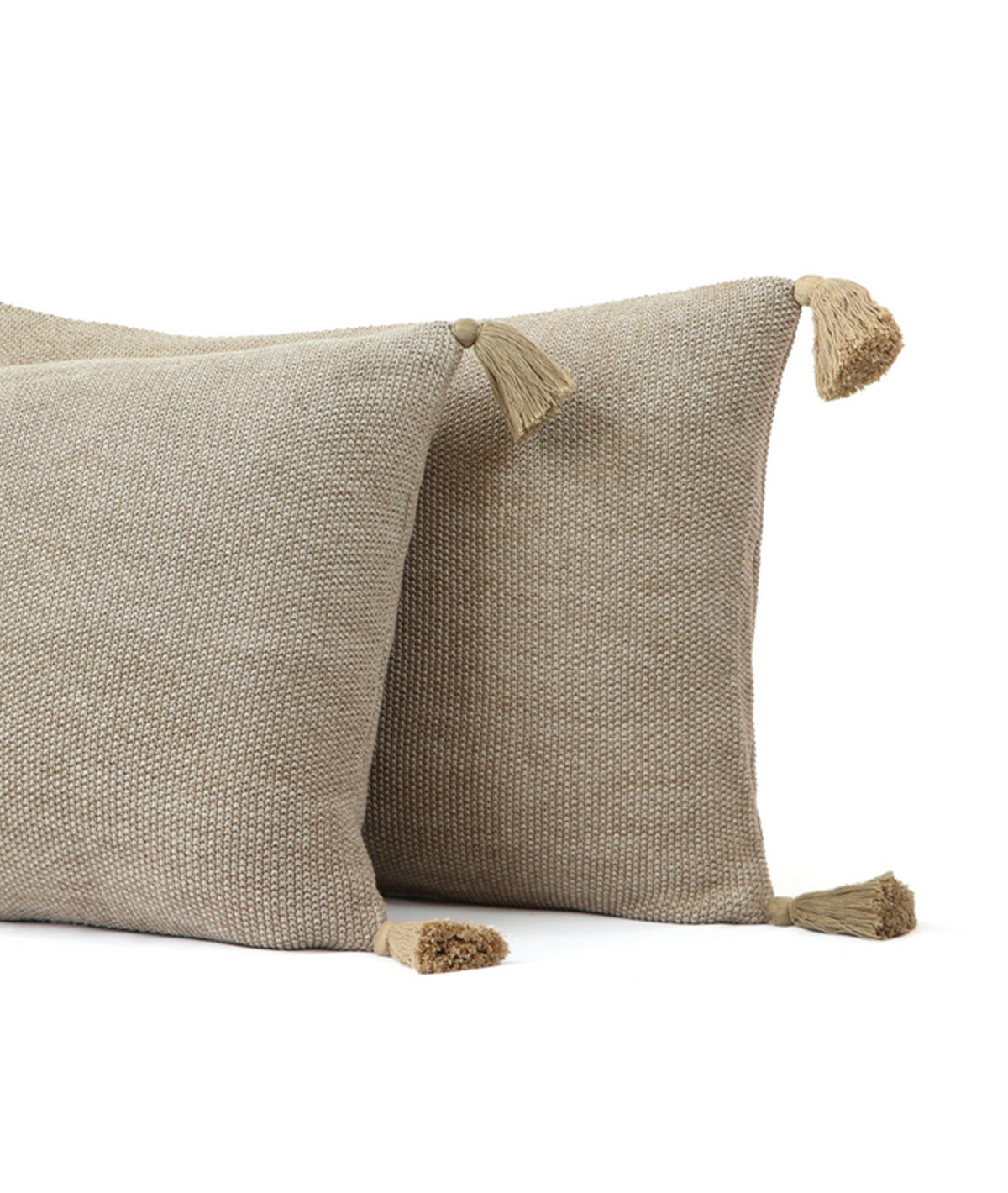 Highs & Lows Stone & Pale Whisper 100% Cotton Knitted With Polyester Filled King Size Bed Cover With 2 Pillow Covers (Set of 3Pcs)
