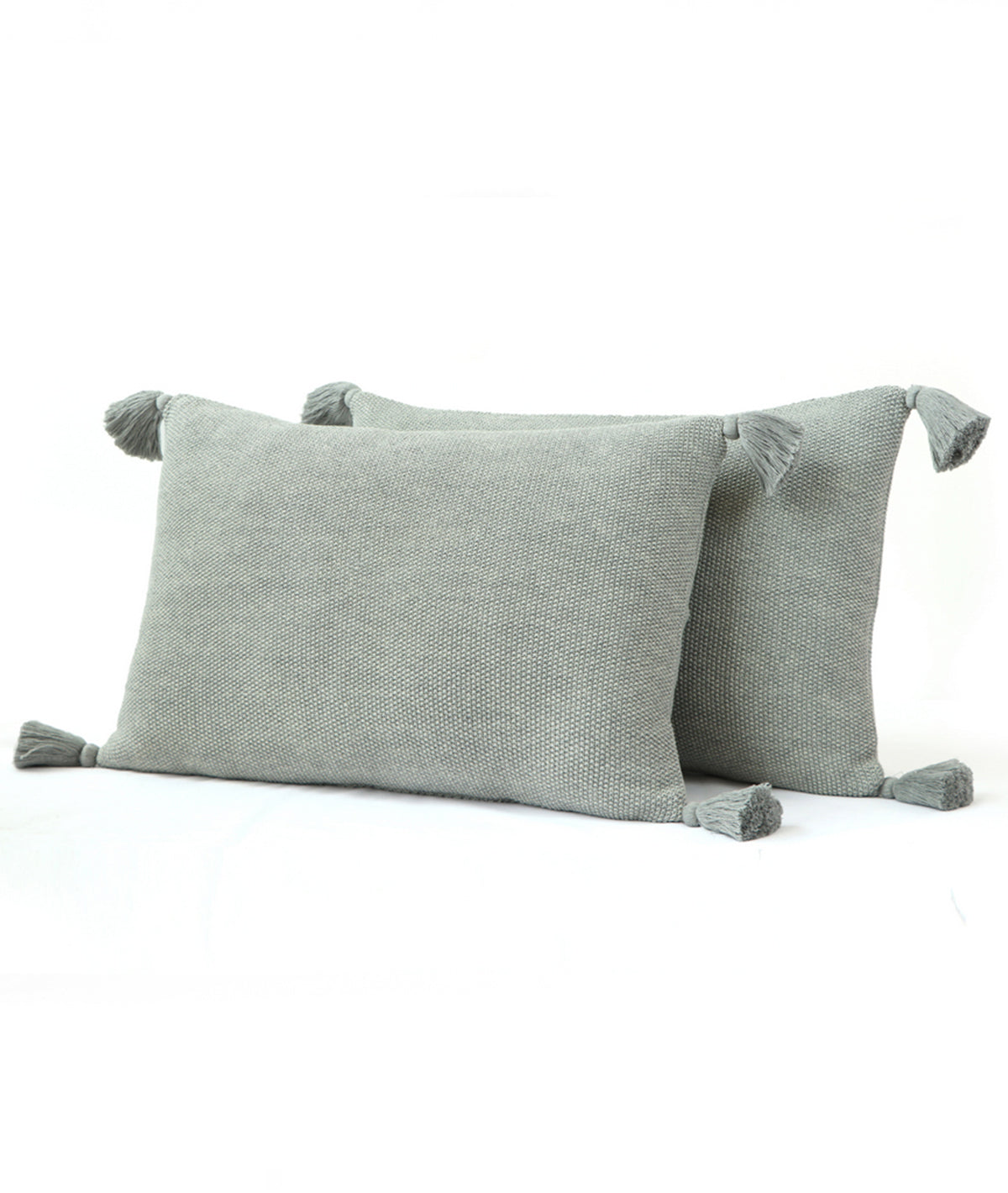 Highs & Lows Light Grey Melange & Vanila Grey Melange 100% Cotton Knitted With Polyester Filled King Size Bed Cover With 2 Pillow Covers (Set of 3Pcs)