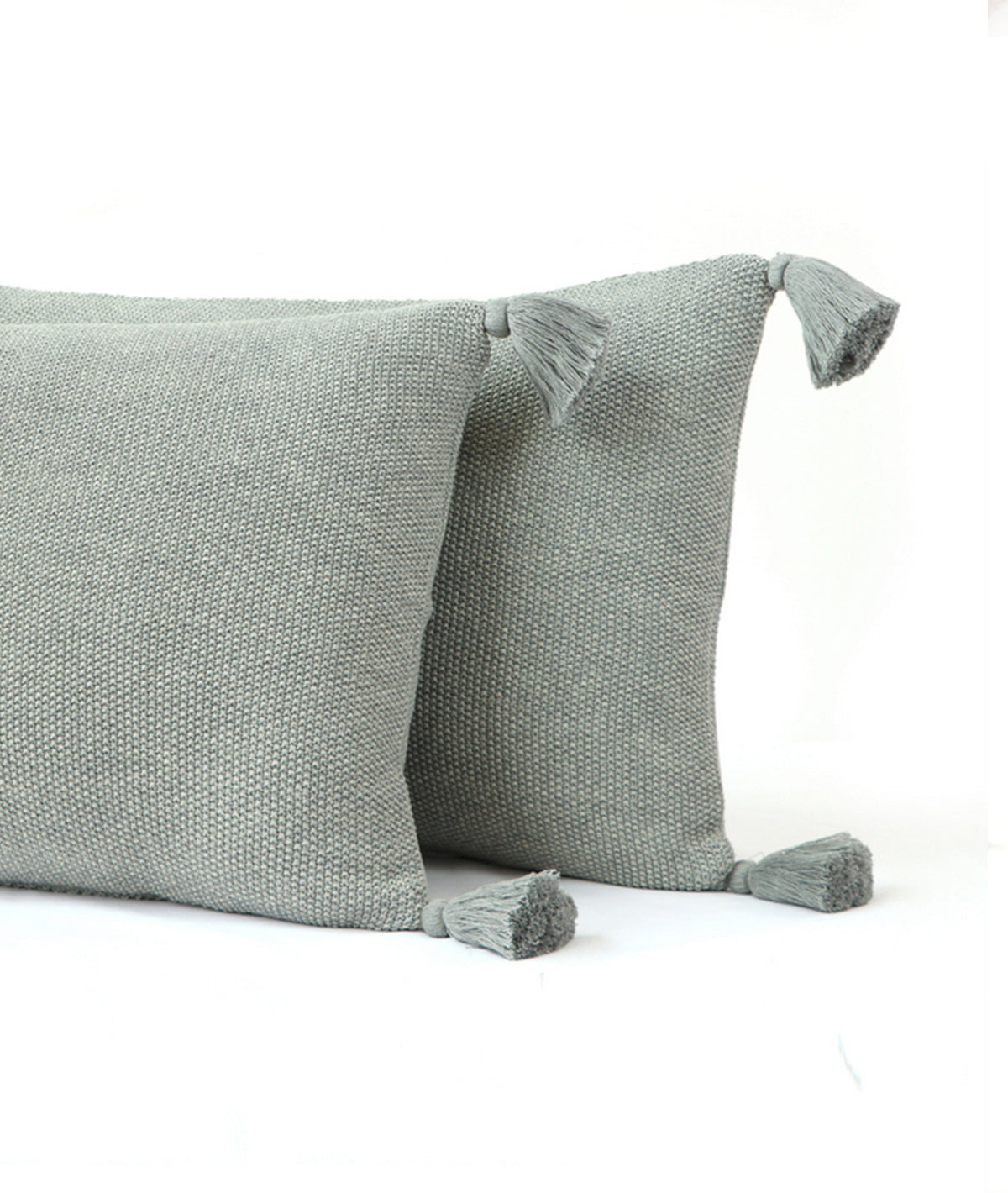 Highs & Lows Light Grey Melange & Vanila Grey Melange 100% Cotton Knitted With Polyester Filled King Size Bed Cover With 2 Pillow Covers (Set of 3Pcs)