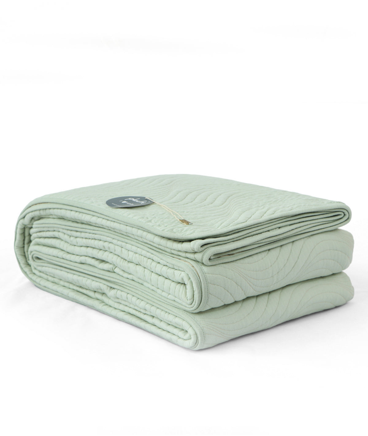 Iris Mint Cream & Silver Birch 100% Cotton Knitted With Polyester Filled King Size Bed Cover With 2 Pillow Covers (Set of 3 Pcs)