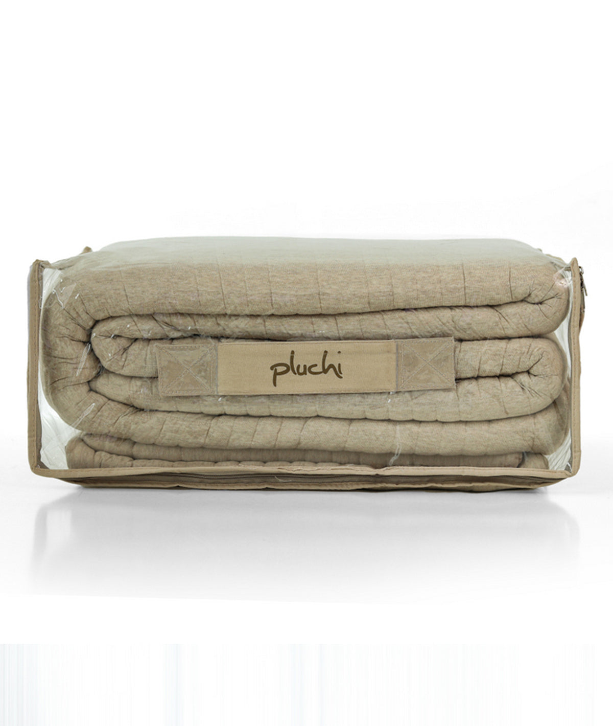 Jamie Beige Melange with Natural dyed 100% Cotton Knitted With Polyester Filled King Size Bed Cover With 2 Pillow Covers (Set of 3Pcs)