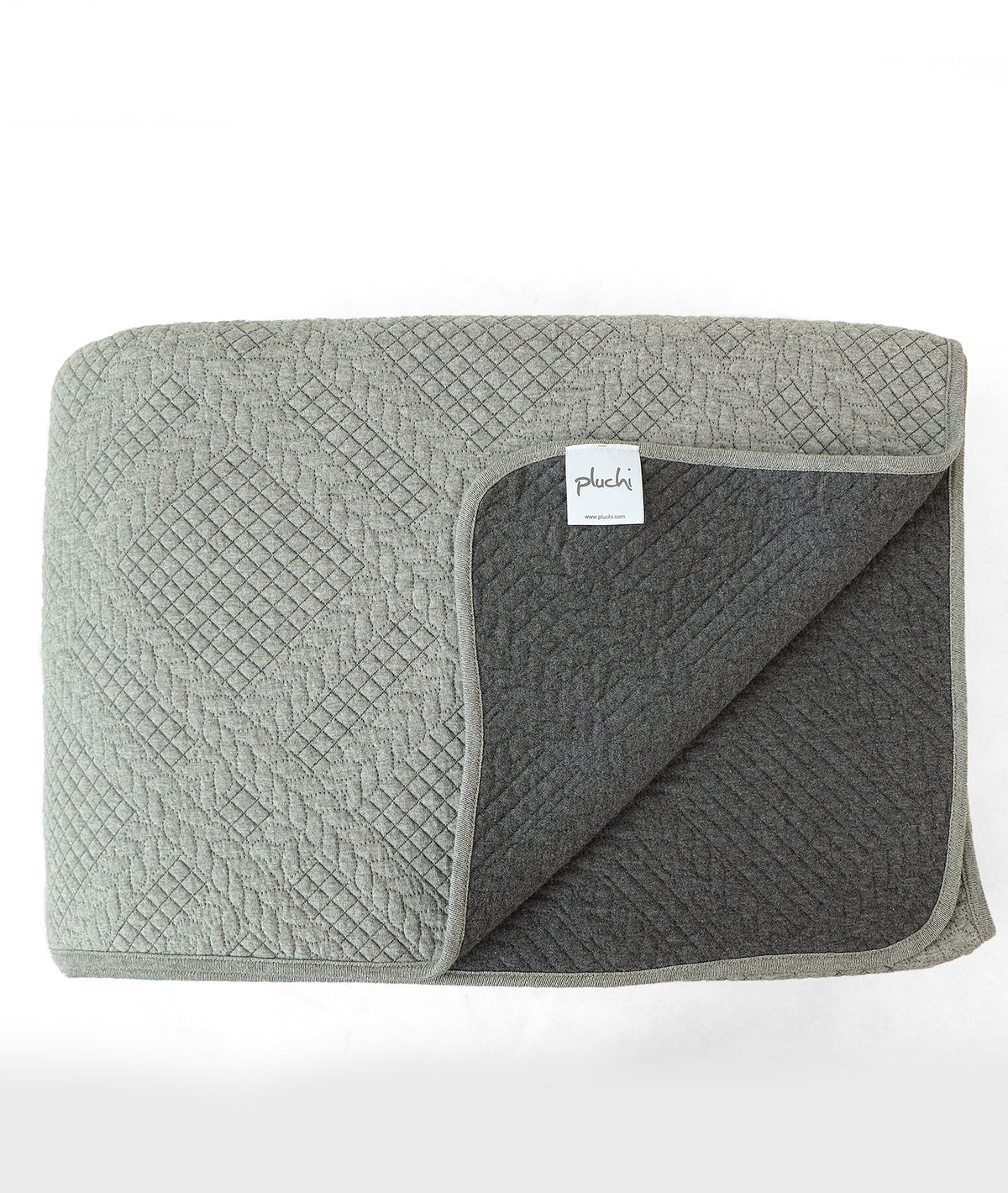 Luna Light Grey & Dark Grey 100% Cotton Knitted With Polyester Filled King Size Bed Cover With 2 Pillow Covers(Set of 3 Pcs)