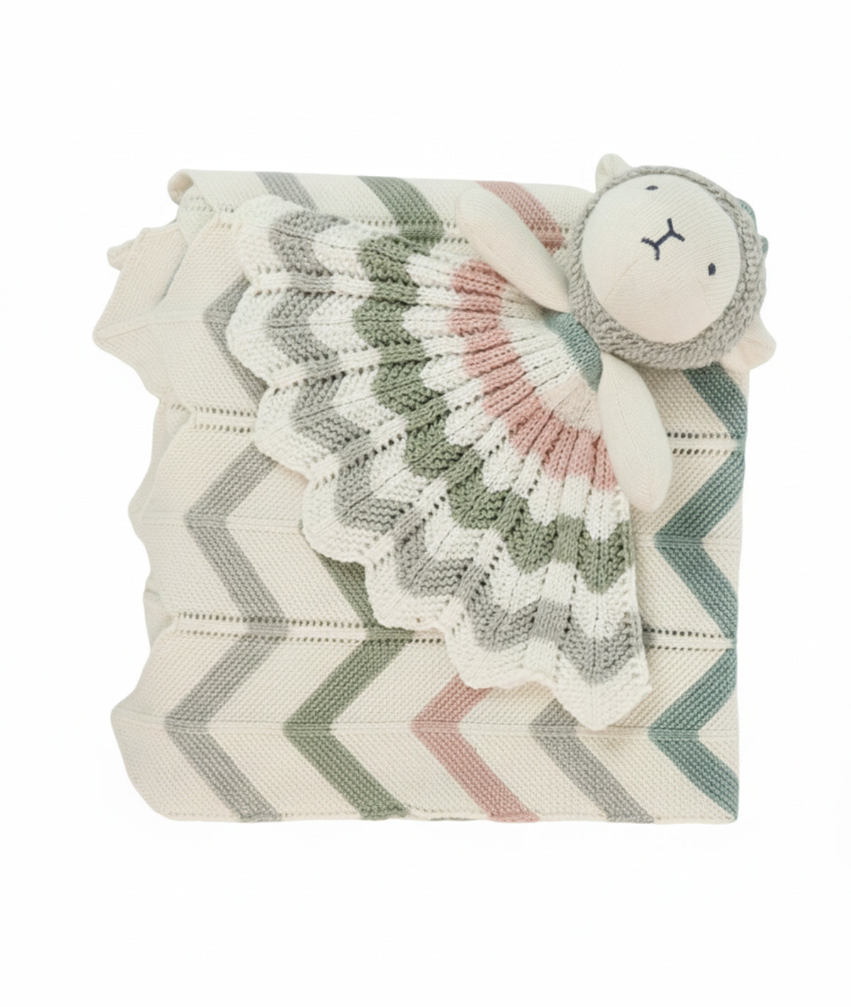Tiny Treasures Zig Zag Gift Bundle - (Set of 2 - Blanket and Cuddle Cloth ) in Multi Color