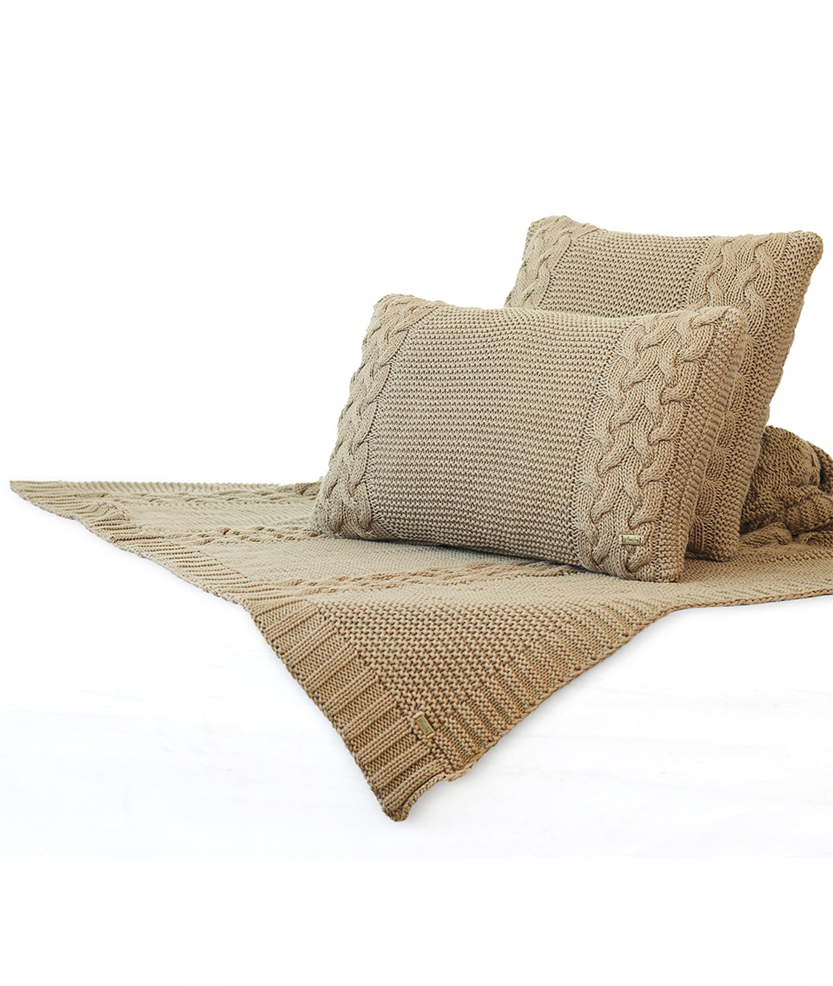 Archer Latte Cotton Knitted Throw /Blanket  For Round The Year Use (125x150cm)