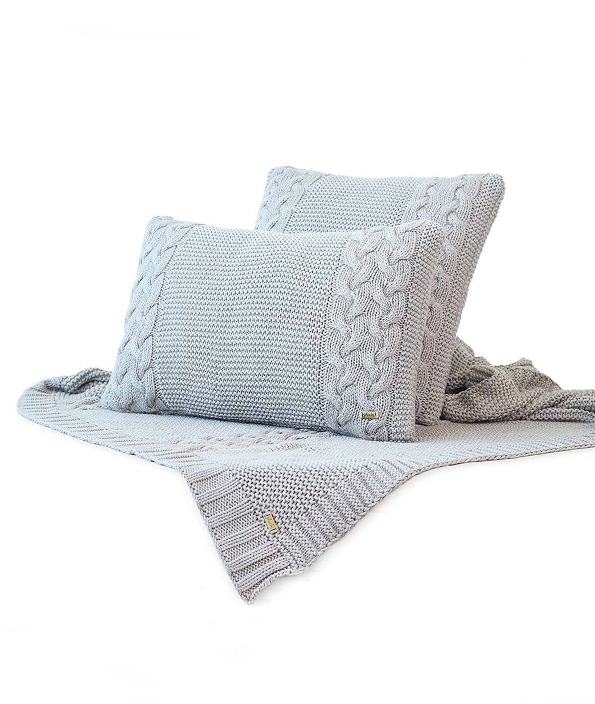 Archer Opal Grey Cotton Knitted Throw /Blanket  For Round The Year Use (125x150cm)