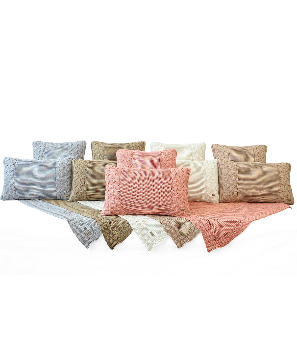 Archer Cotton Knitted Decorative Natural  Color 16 x 16 Inches Cushion Cover
