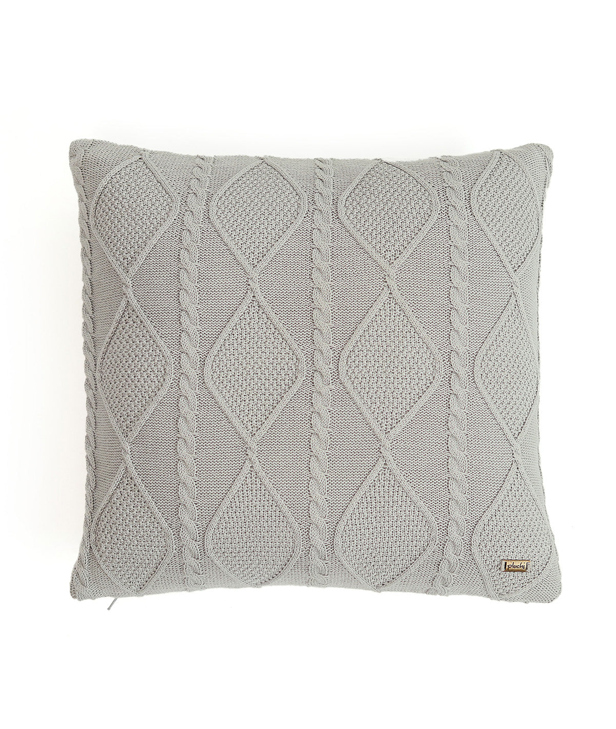 Cable Moss Cool Grey Cotton Knitted Decorative 16 X 16 Inches Cushion cover