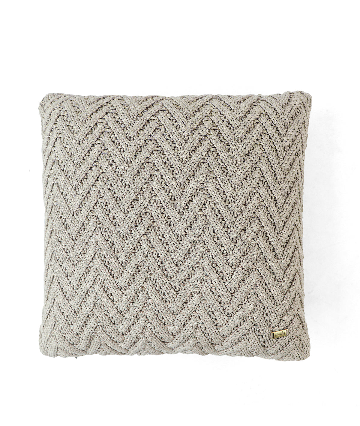 Chevron Oatmeal Cotton Knitted Decorative 16 X 16 Inches Cushion Cover