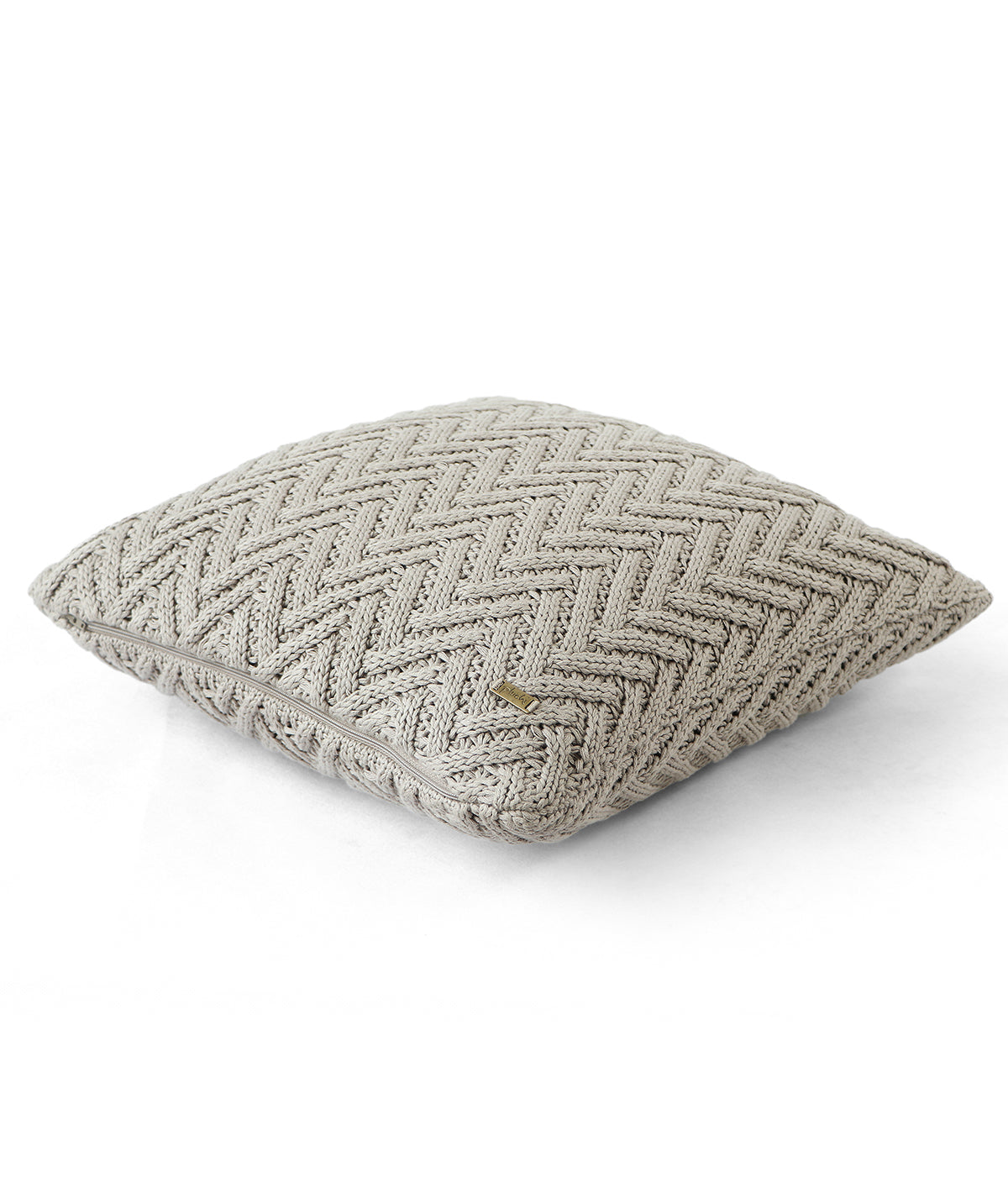 Chevron Oatmeal Cotton Knitted Decorative 16 X 16 Inches Cushion Cover