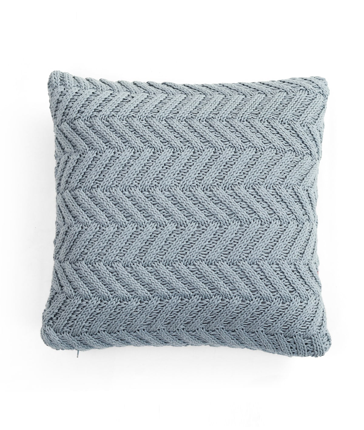 Chevron Blue Grey Cotton Knitted Decorative 16 X 16 Inches Cushion Cover