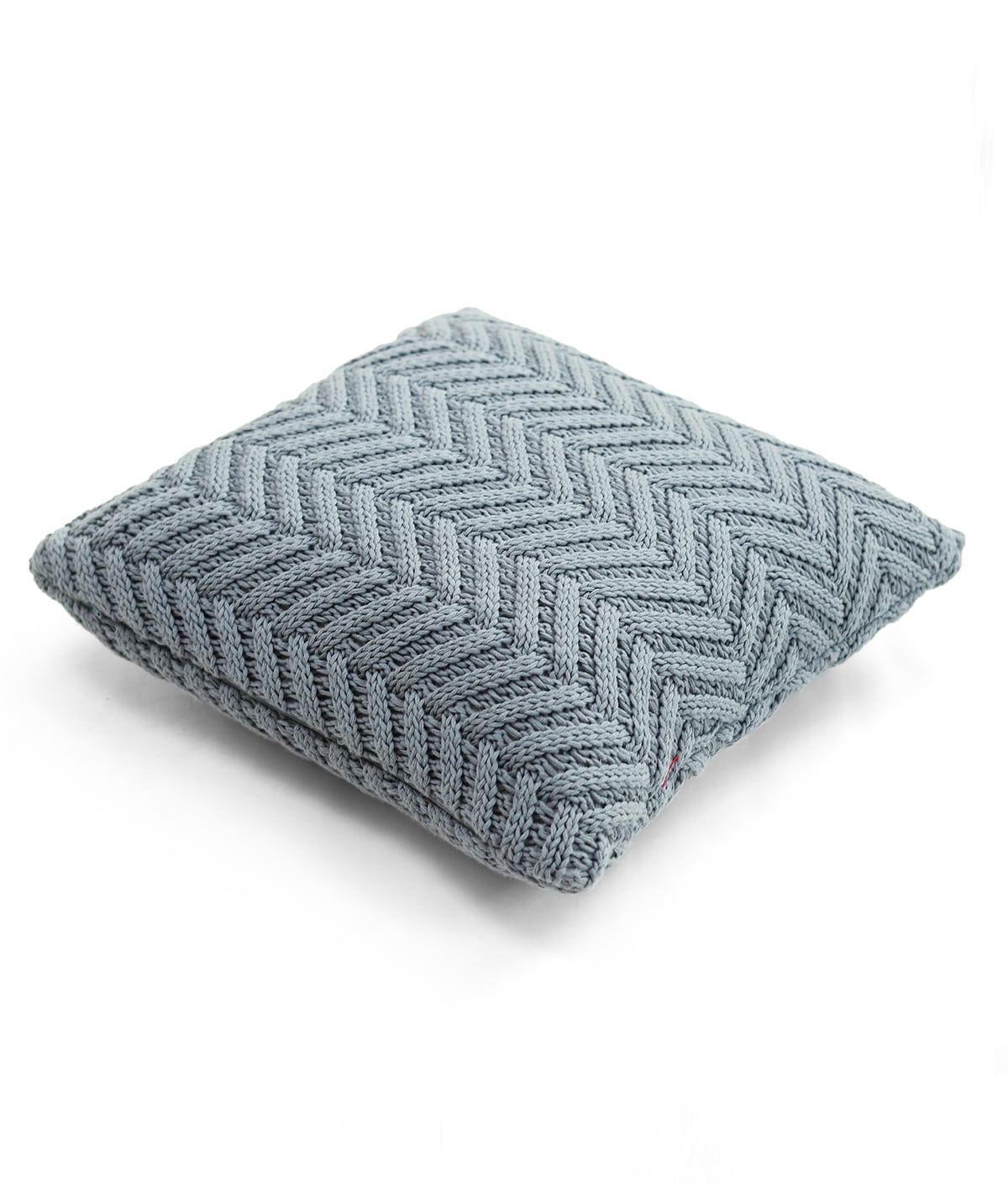 Chevron Blue Grey Cotton Knitted Decorative 16 X 16 Inches Cushion Cover