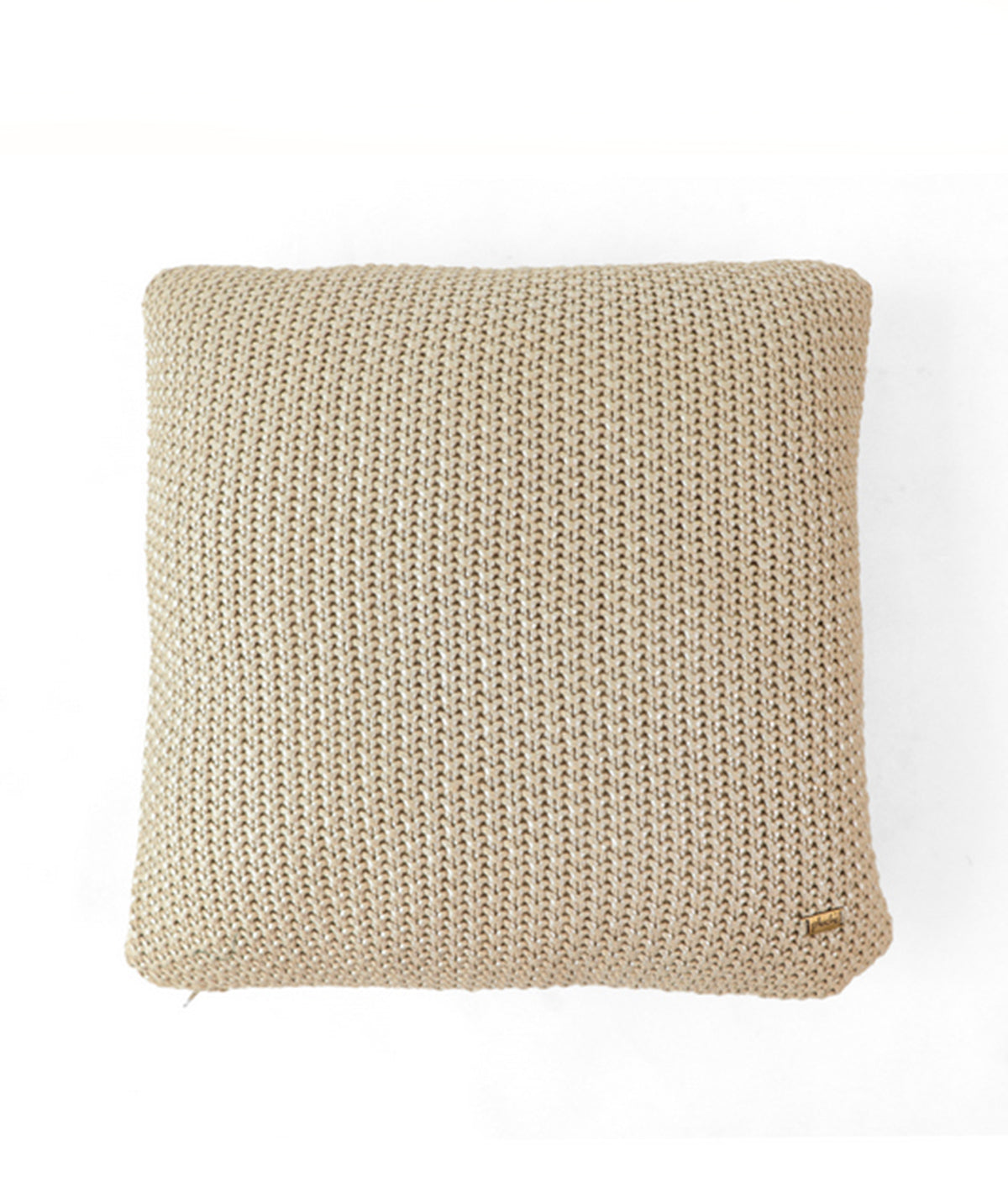 Moss Knit Foil Print Cotton Knitted Decorative Pale Whisper & Silver Color 16 x 16 Inches Cushion Cover