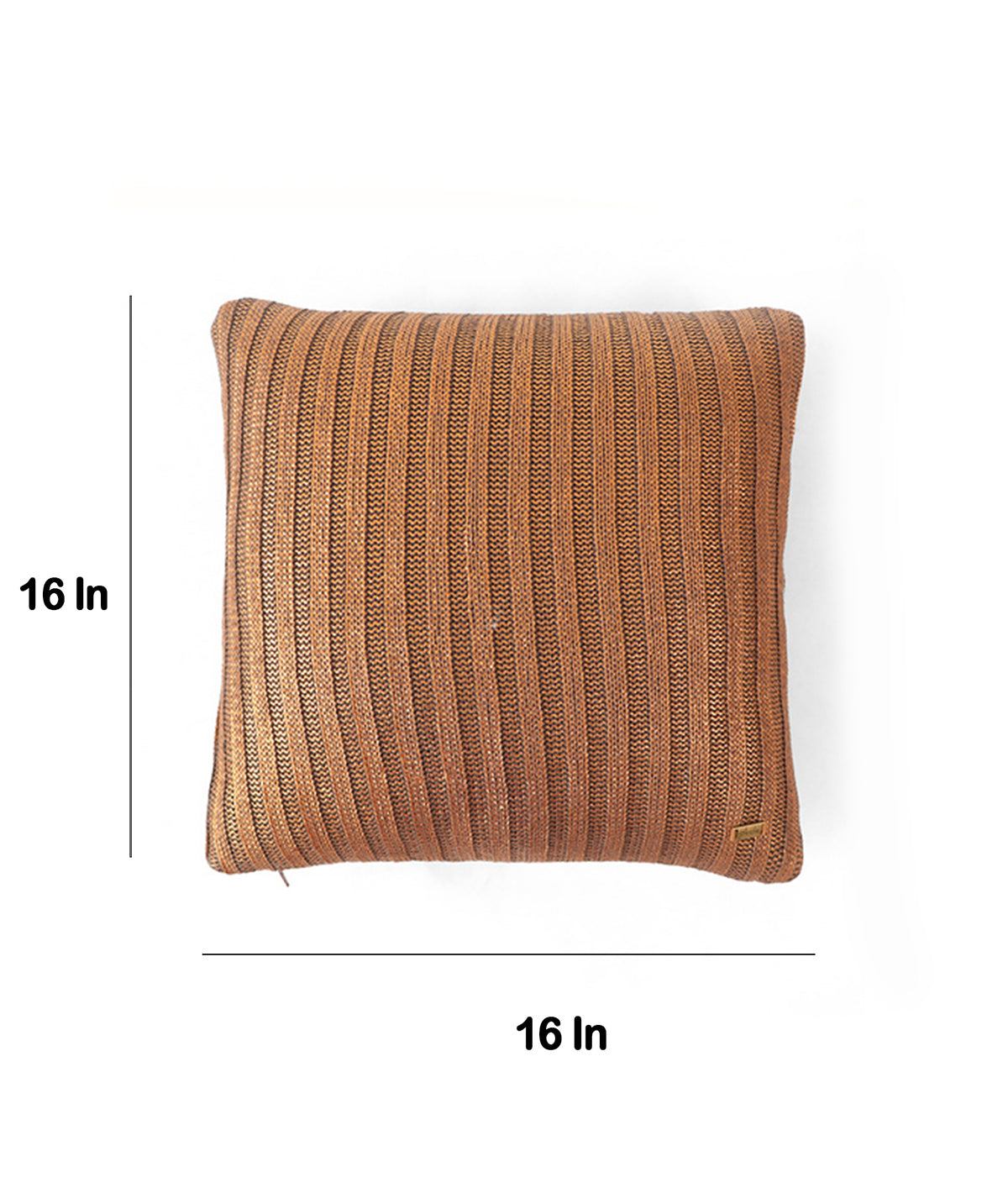 Stripe Knit Foil Print Cotton Knitted Decorative Espresso Copper Print 16 x 16 Inches Cushion Cover