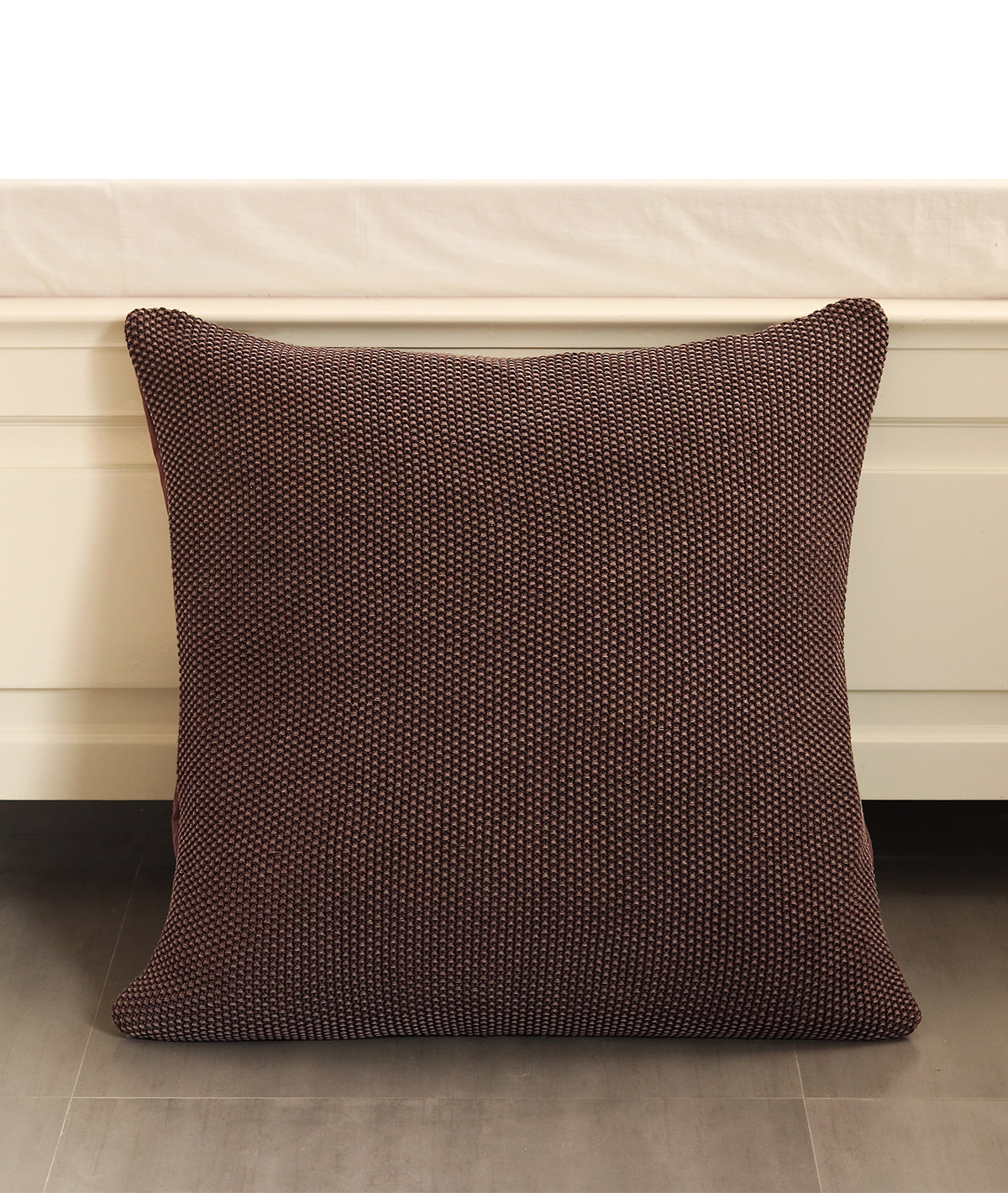 Moss Stitch Cotton Knitted Decorative Cushion Cover with Filler (70 cm x 70 cm)