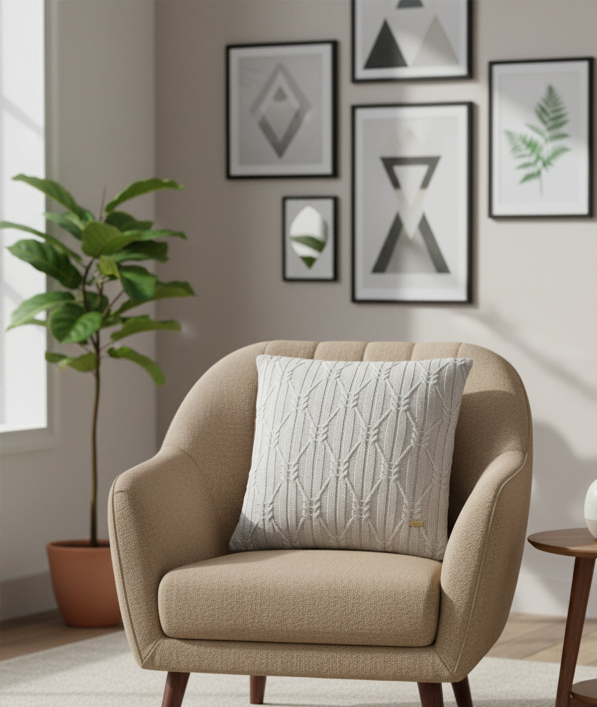 Holly Nimbus Cloud Cotton Knitted Decorative 16 X 16 Inches Cushion Cover