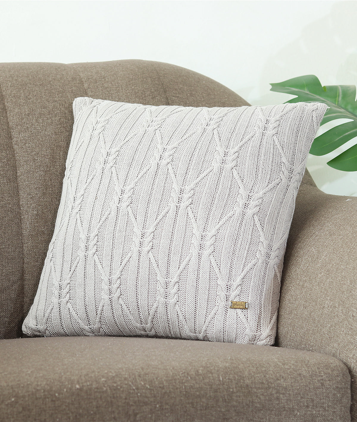 Holly Nimbus Cloud Cotton Knitted Decorative 16 X 16 Inches Cushion Cover